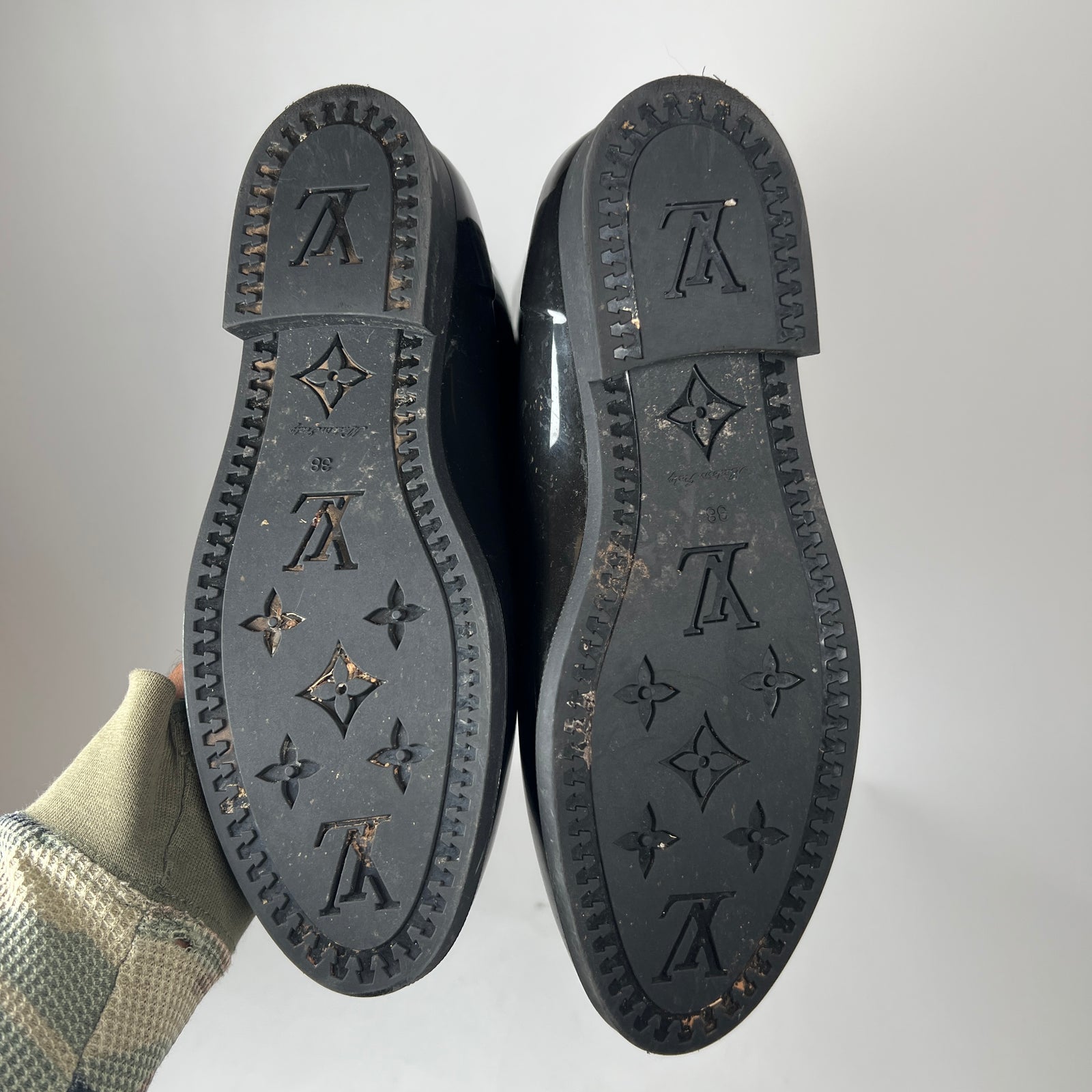 Louis Vuitton Black Monogram Rain Boots Size 38