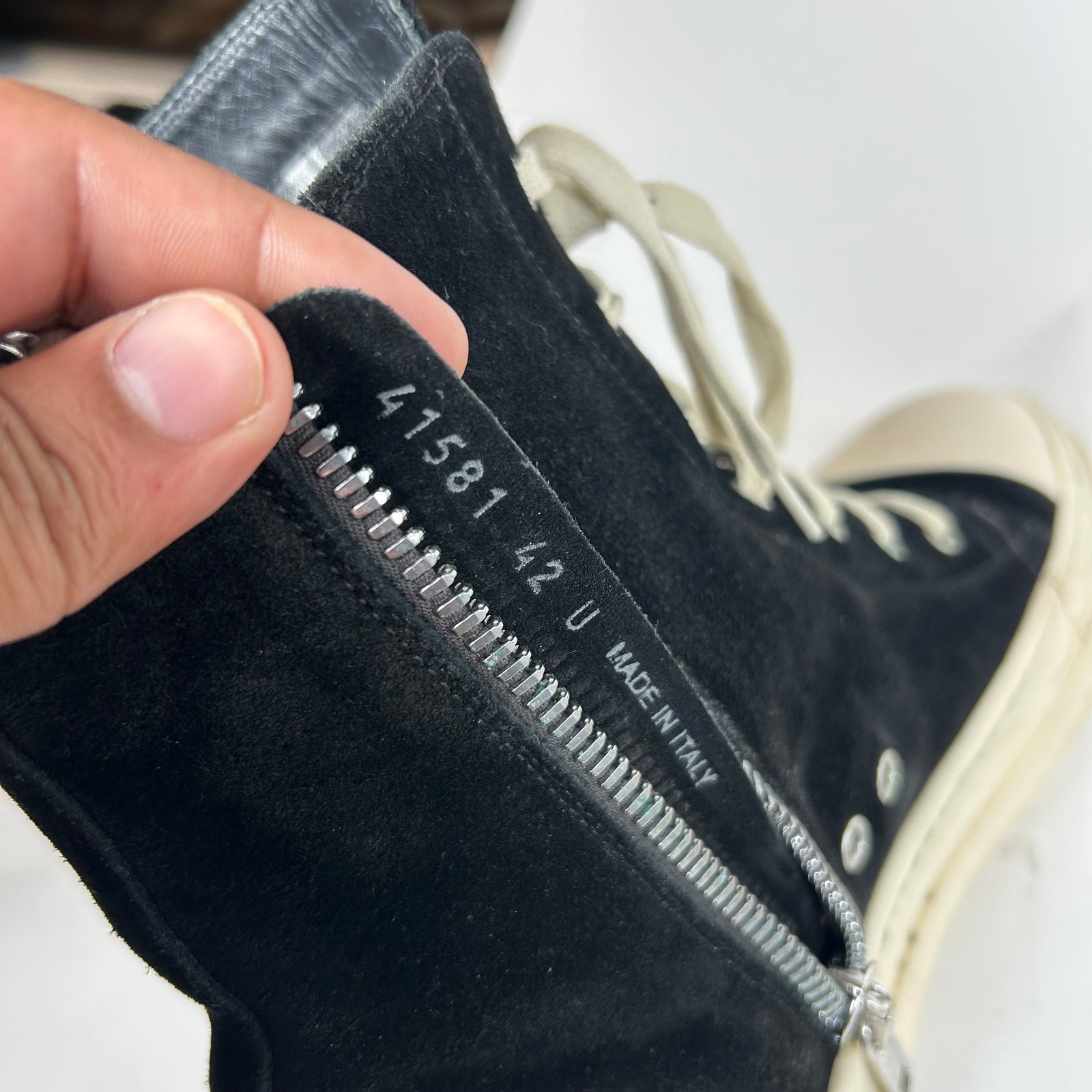 Rick Owens Black Suede High-Top Ramones Size 42