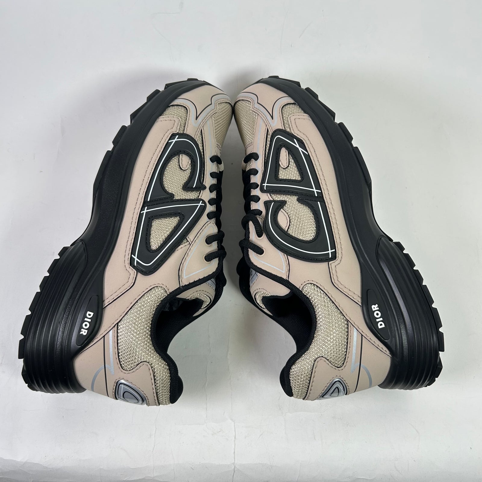Dior B30 Beige/Black Mesh Microfiber Sneakers