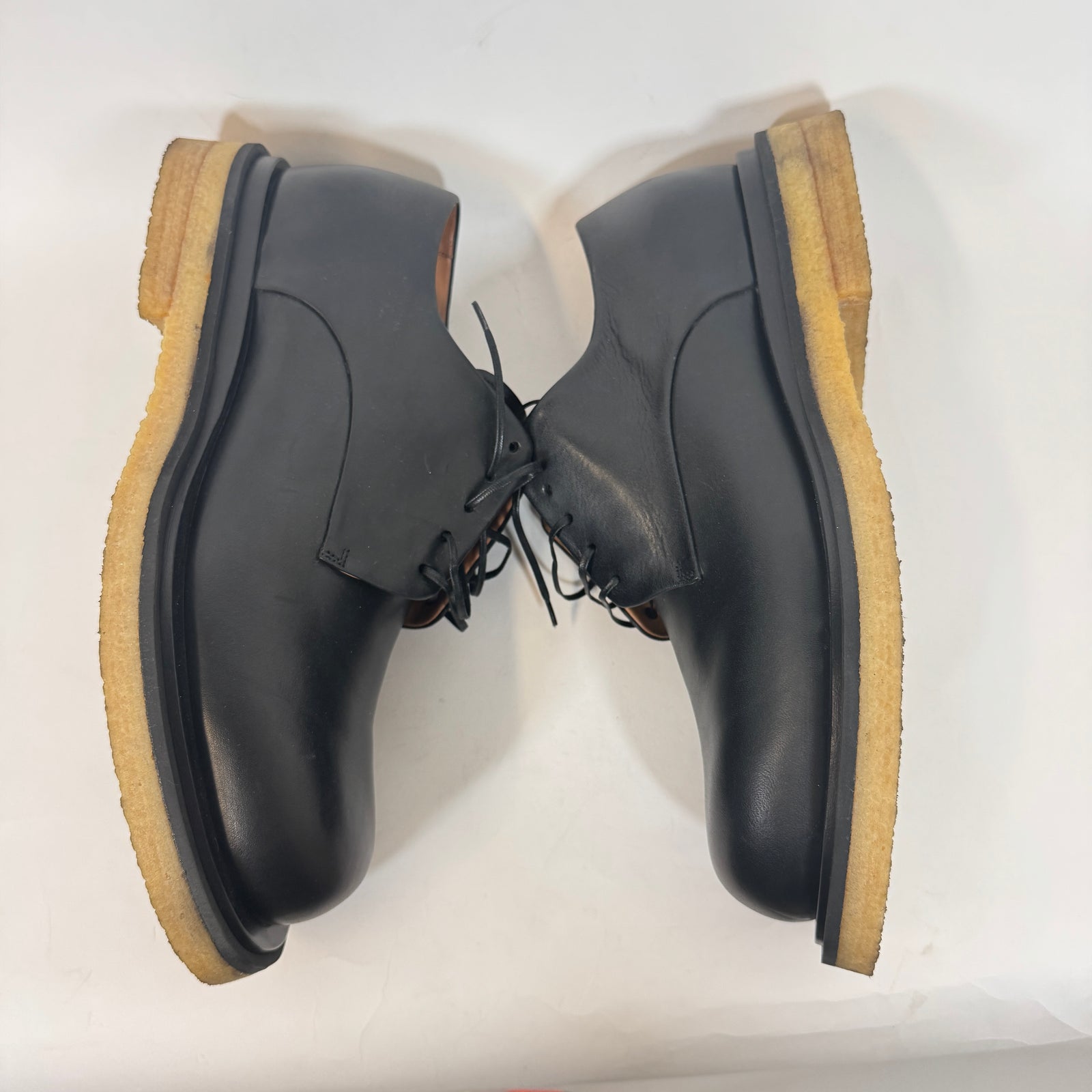 Bottega Veneta Black Leather Crepe Sole Derby Size 44