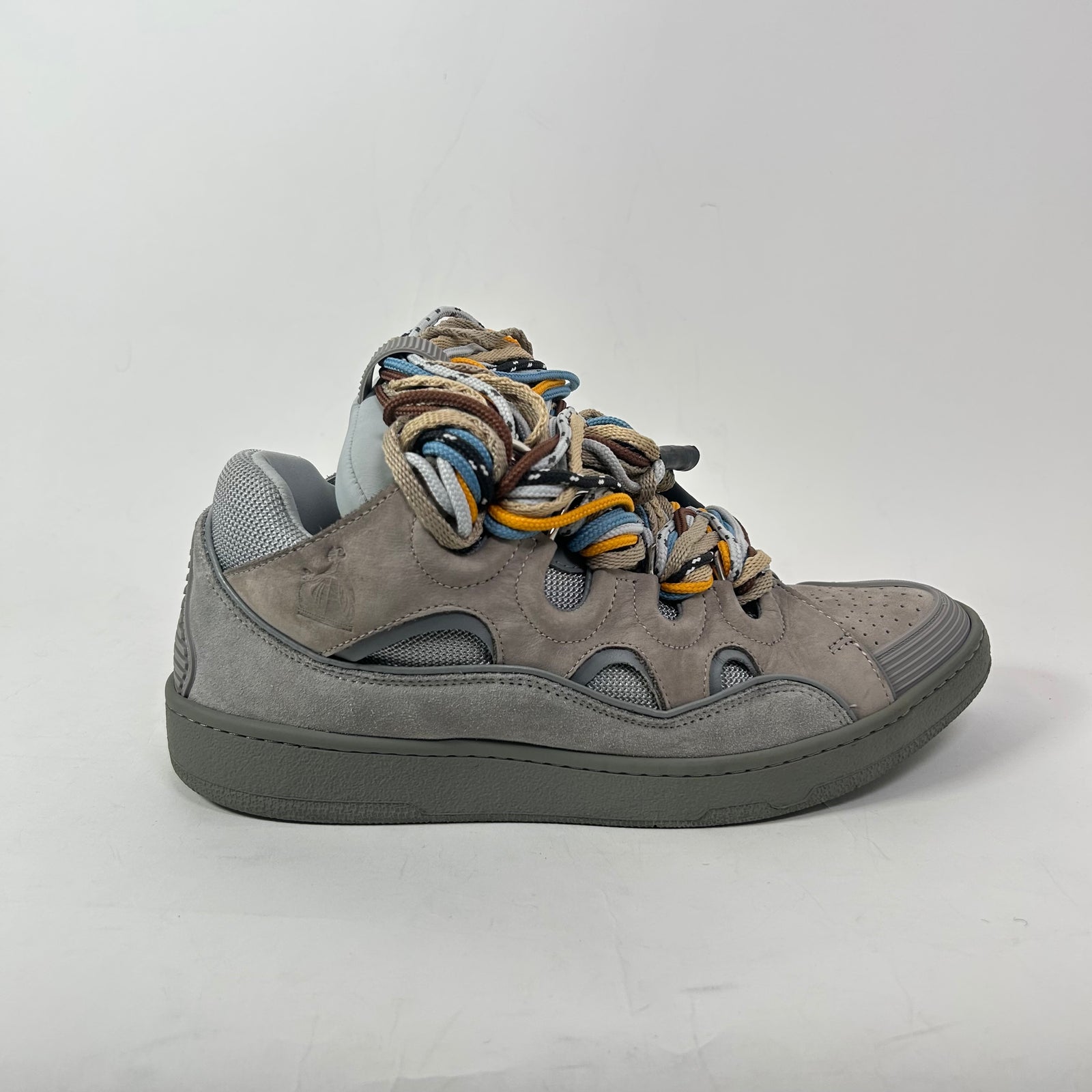 Lanvin Grey Multicolor Lace Curb Sneakers Size 44