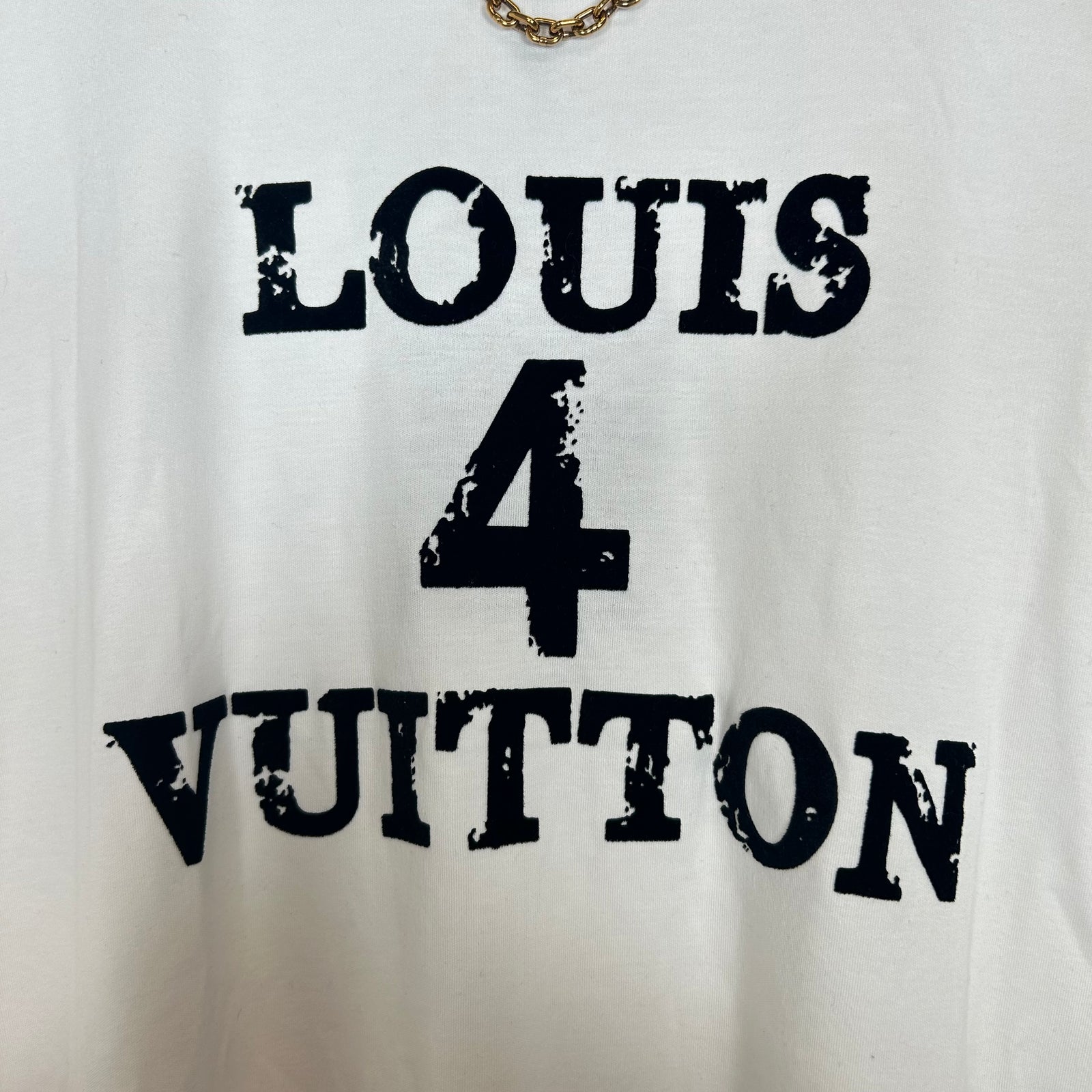 Louis Vuitton White Louis 4 Vuitton Logo Tee Size L