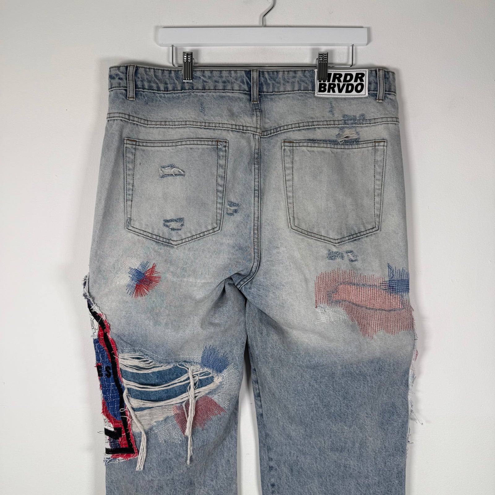 Who Decides War Red/Blue Mural Denim Jeans Size 36