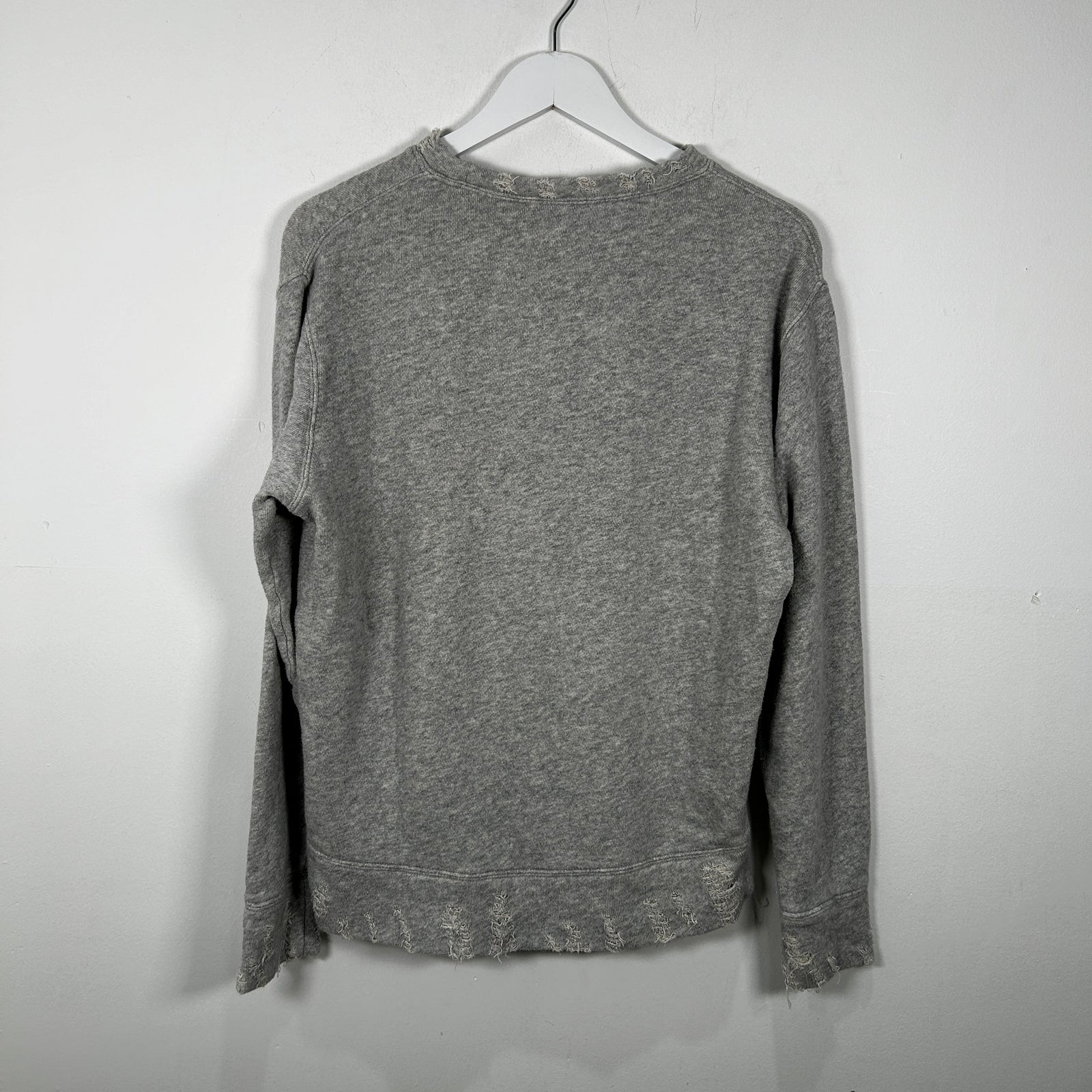 R13 Grey Distressed Crewneck Size S