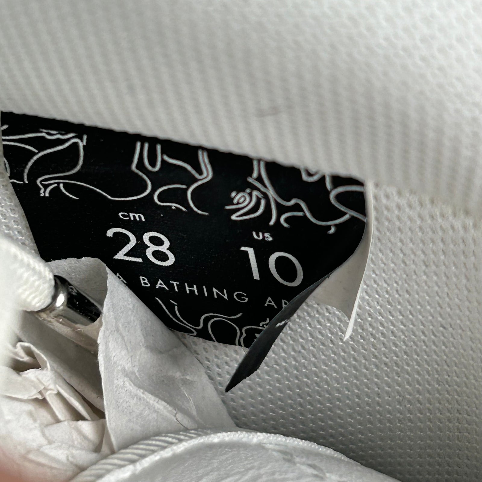 Bape x JJJound White Bapesta Sneaker Size 10