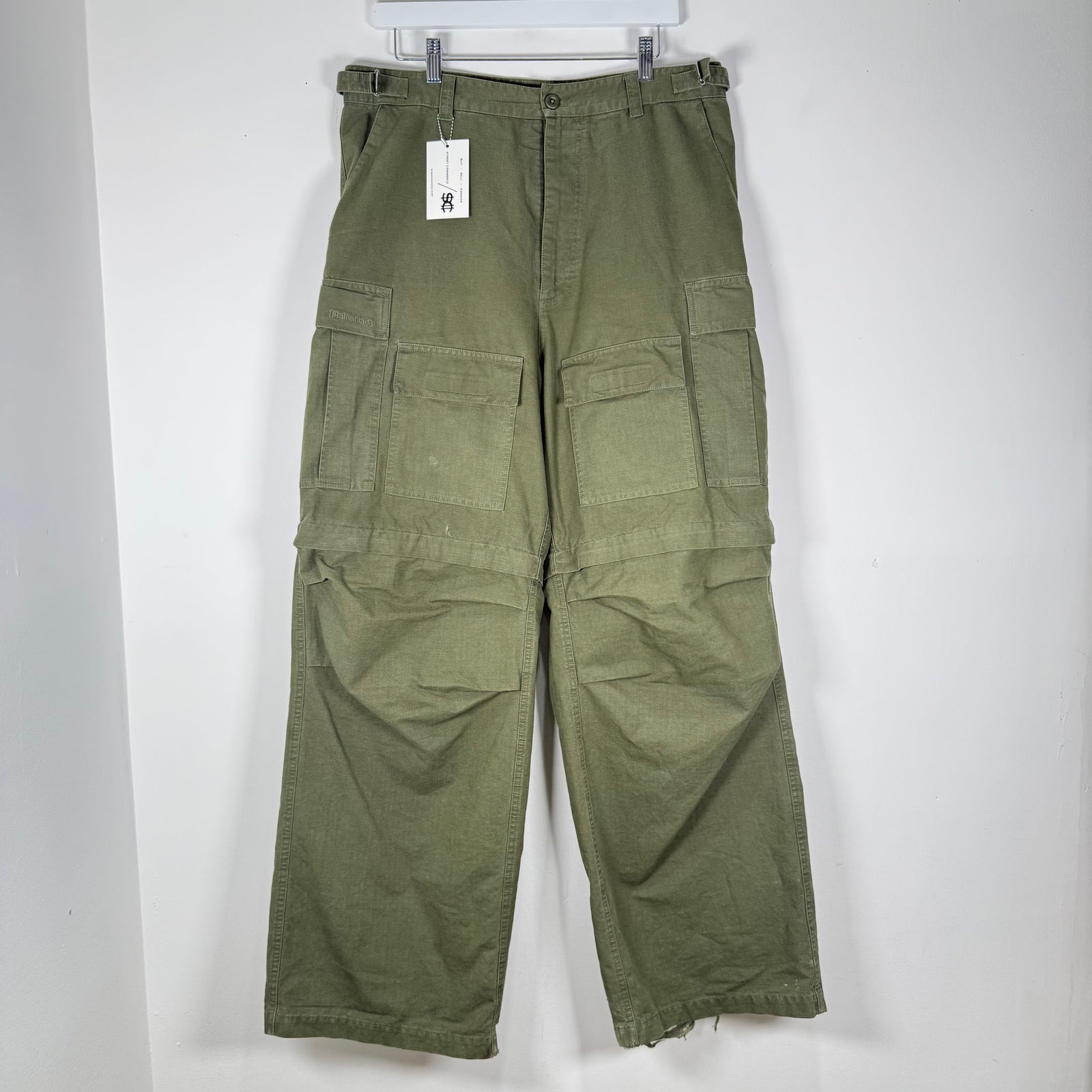 Balenciaga AW20 Green Convertible Cargo Pants Size 34