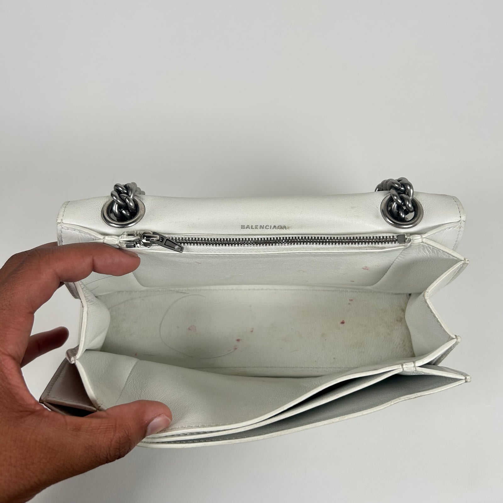 Balenciaga White Small Crush Chain Bag