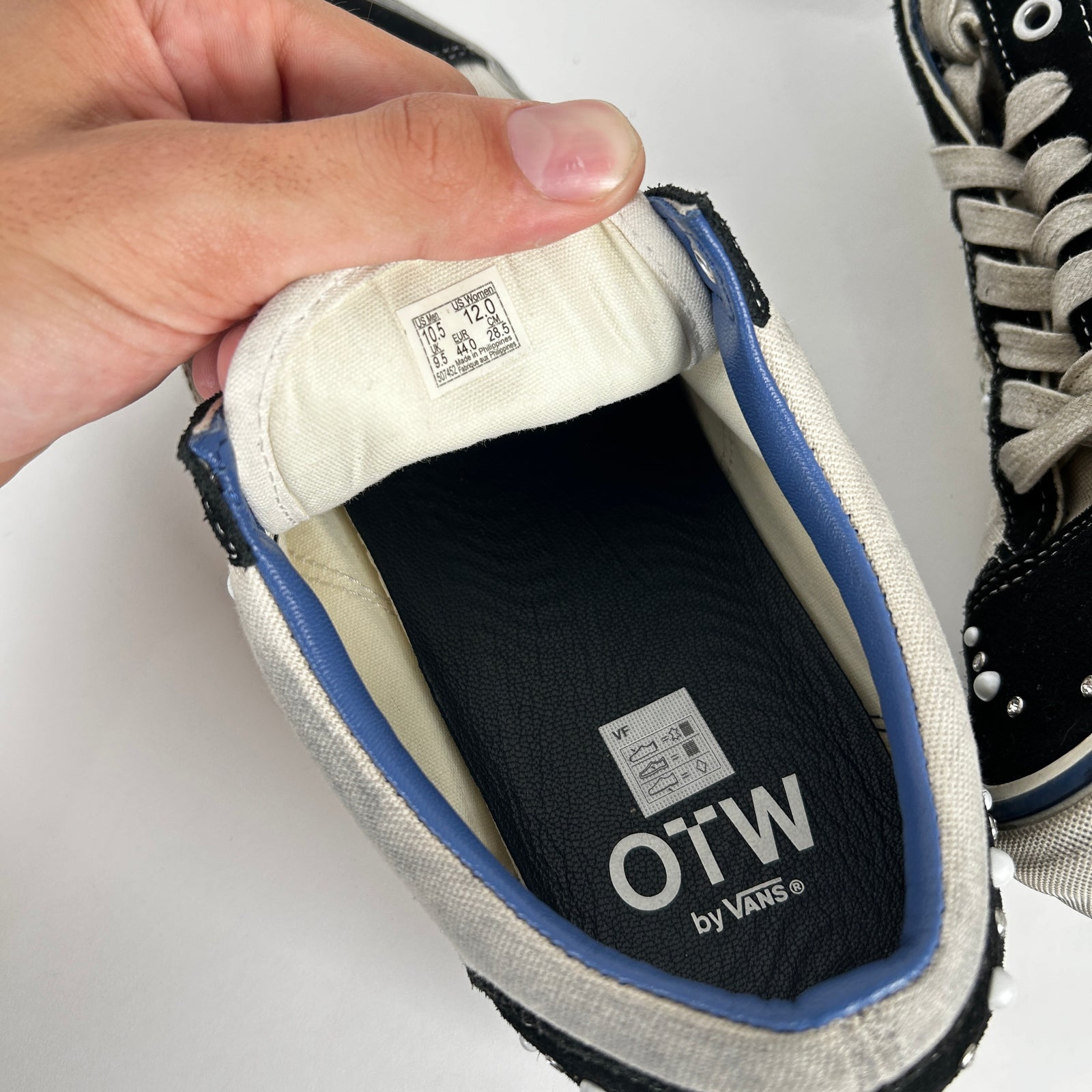 Vans White/Black OTW Skool 36 Studded Low-Tops Size 10.5