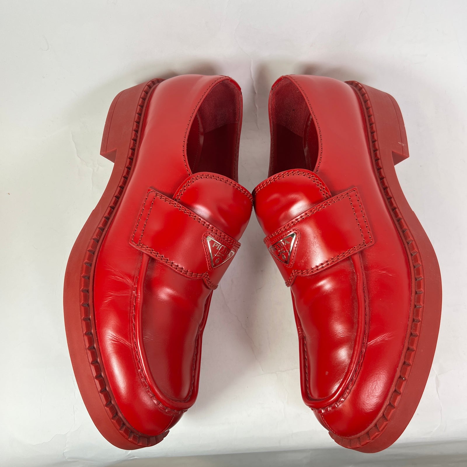 Prada Red Chocolate Loafers