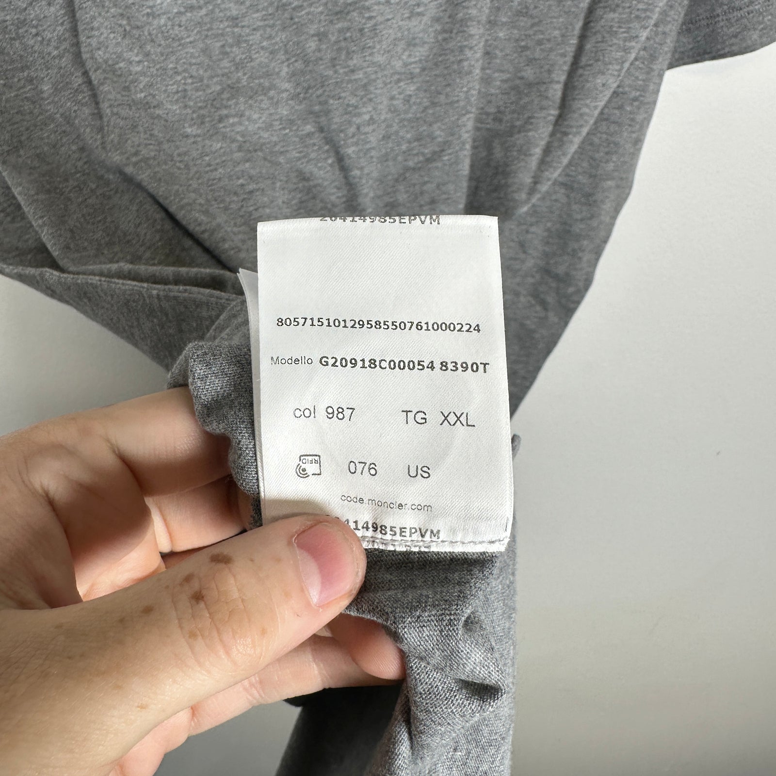 Moncler Maglia Flocked Logo Grey T-Shirt 2XL