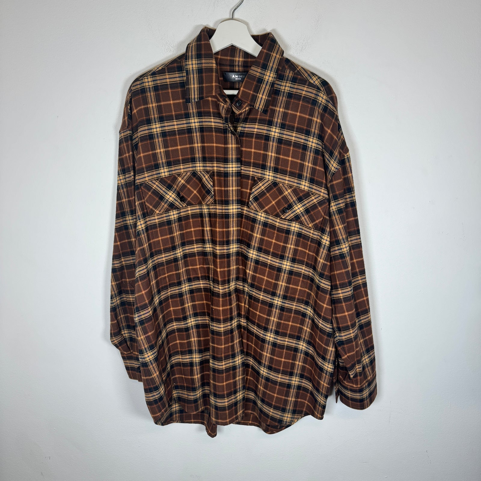 Amiri Brown Plaid Flannel Shirt Size M