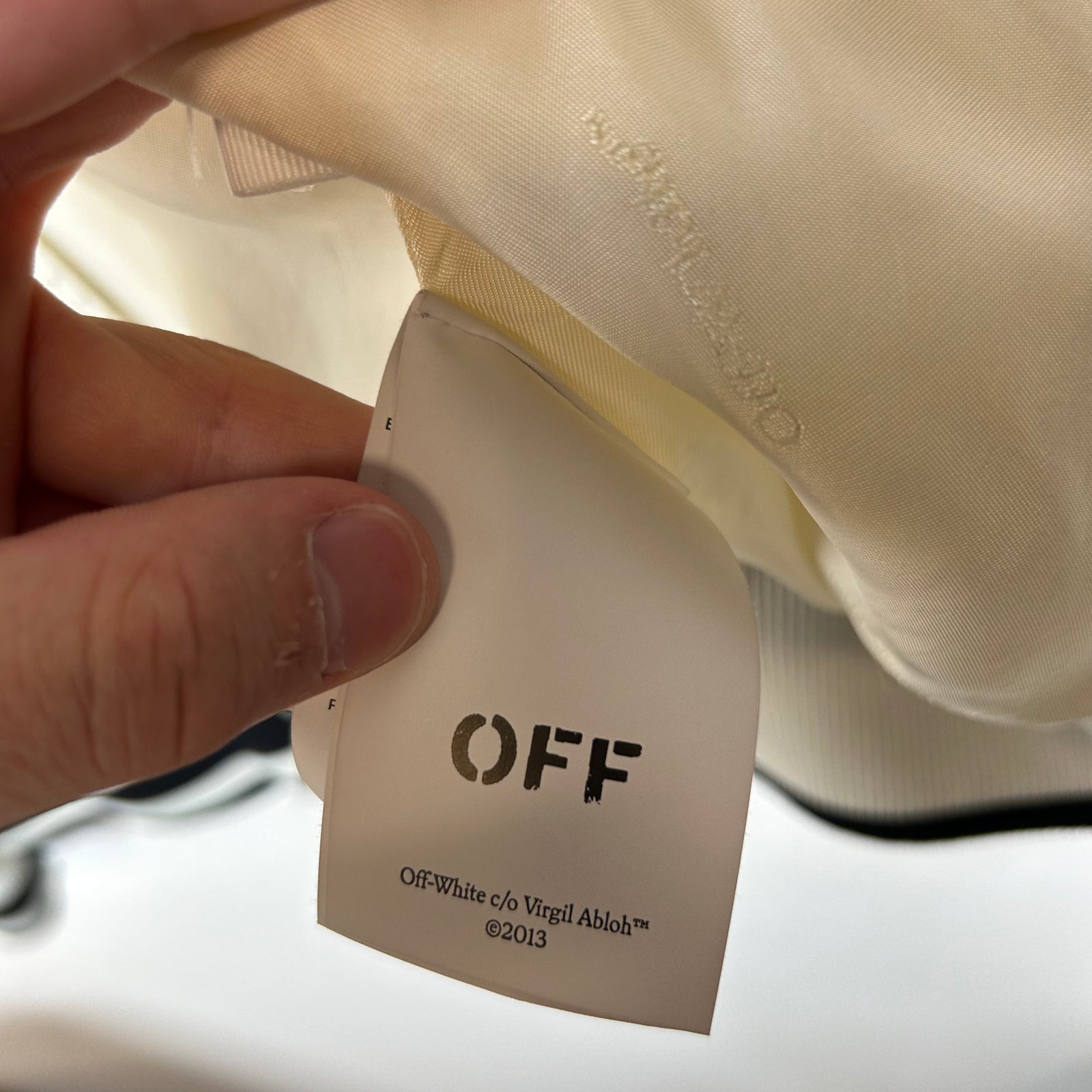Off-White Cream Sateen College Souvenir Jacket Size L