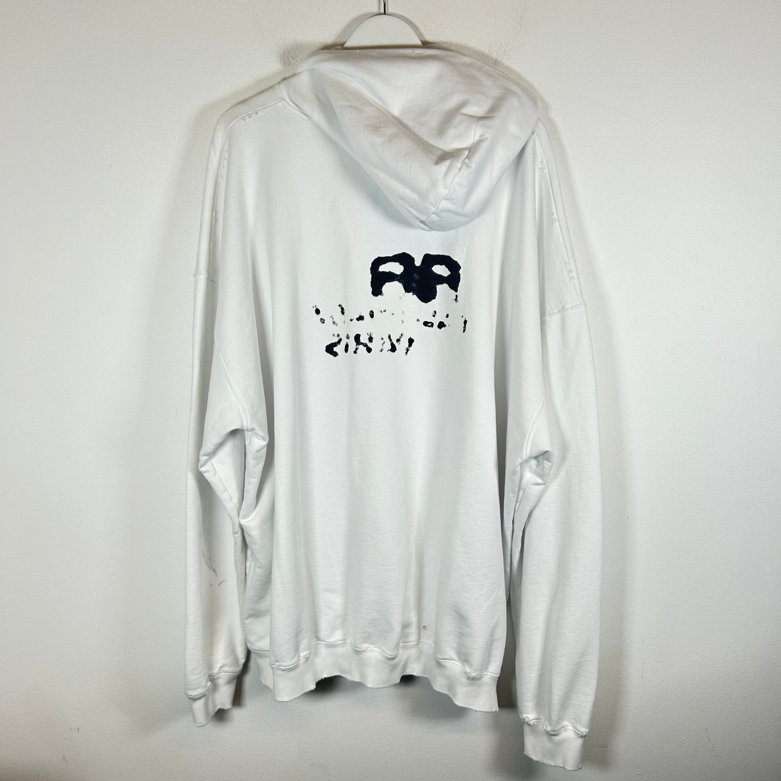 Balenciaga White BB Hand Drawn Logo Hoodie Size M