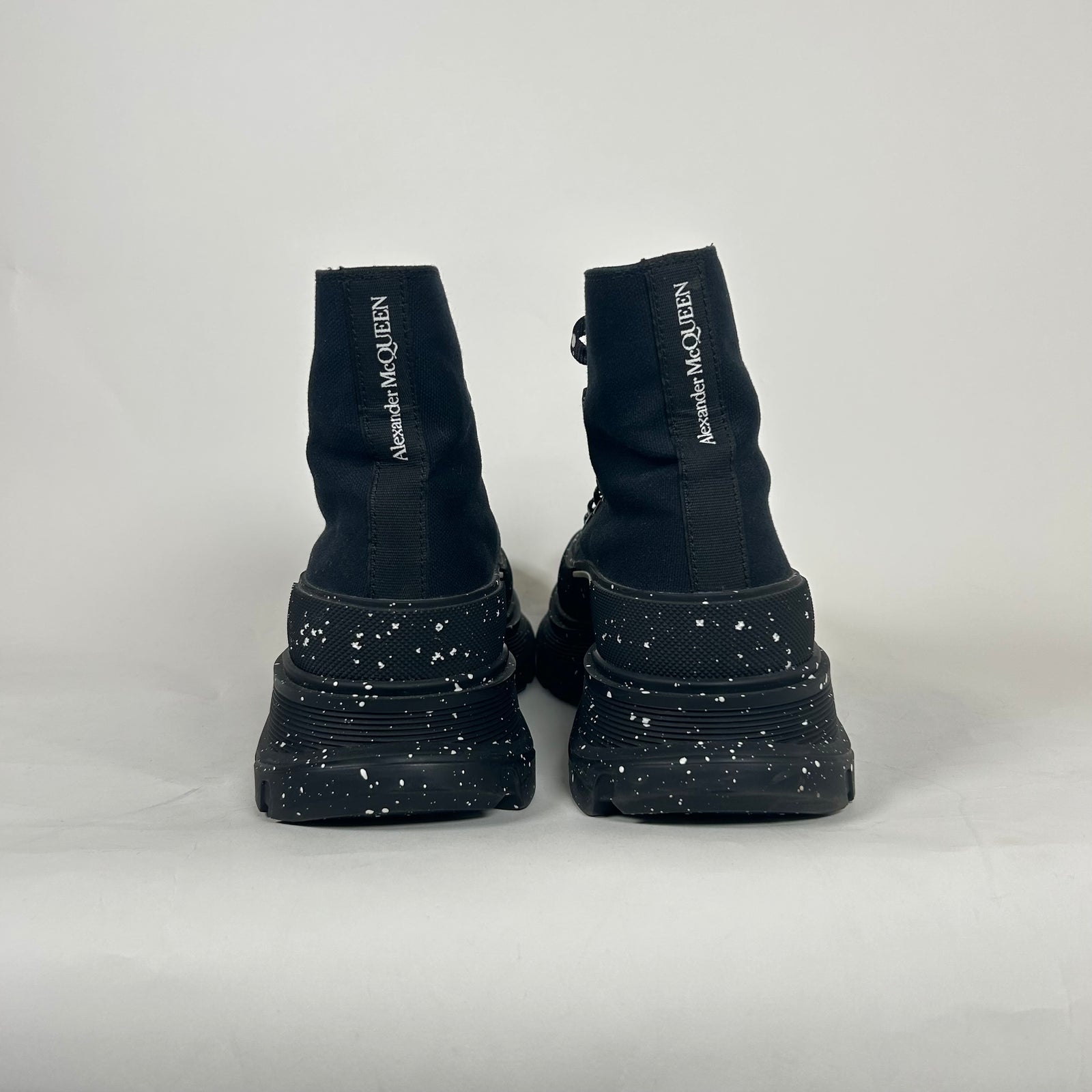 Alexander McQueen Black Speckled Tread Slick High Top Sneakers Size 42