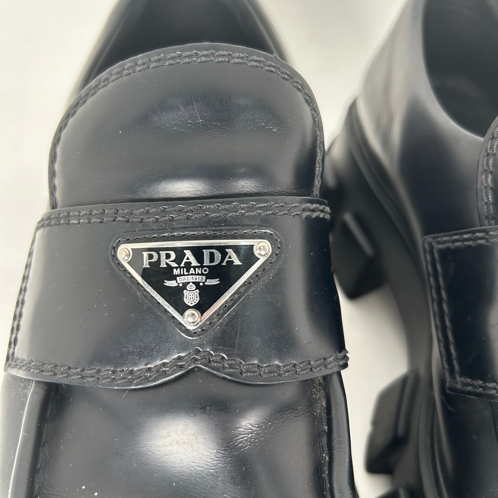 Prada Black Monolith Leather Sneaker Size 10