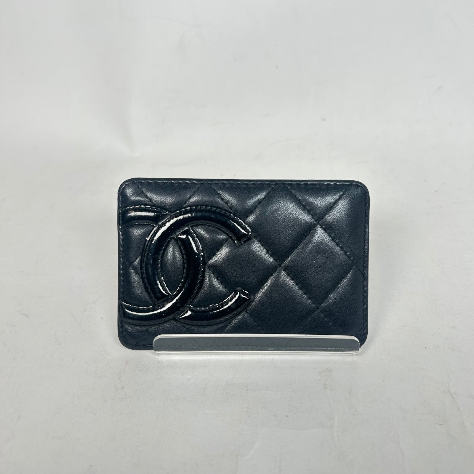 Chanel Black Combon Quilted Card Holder