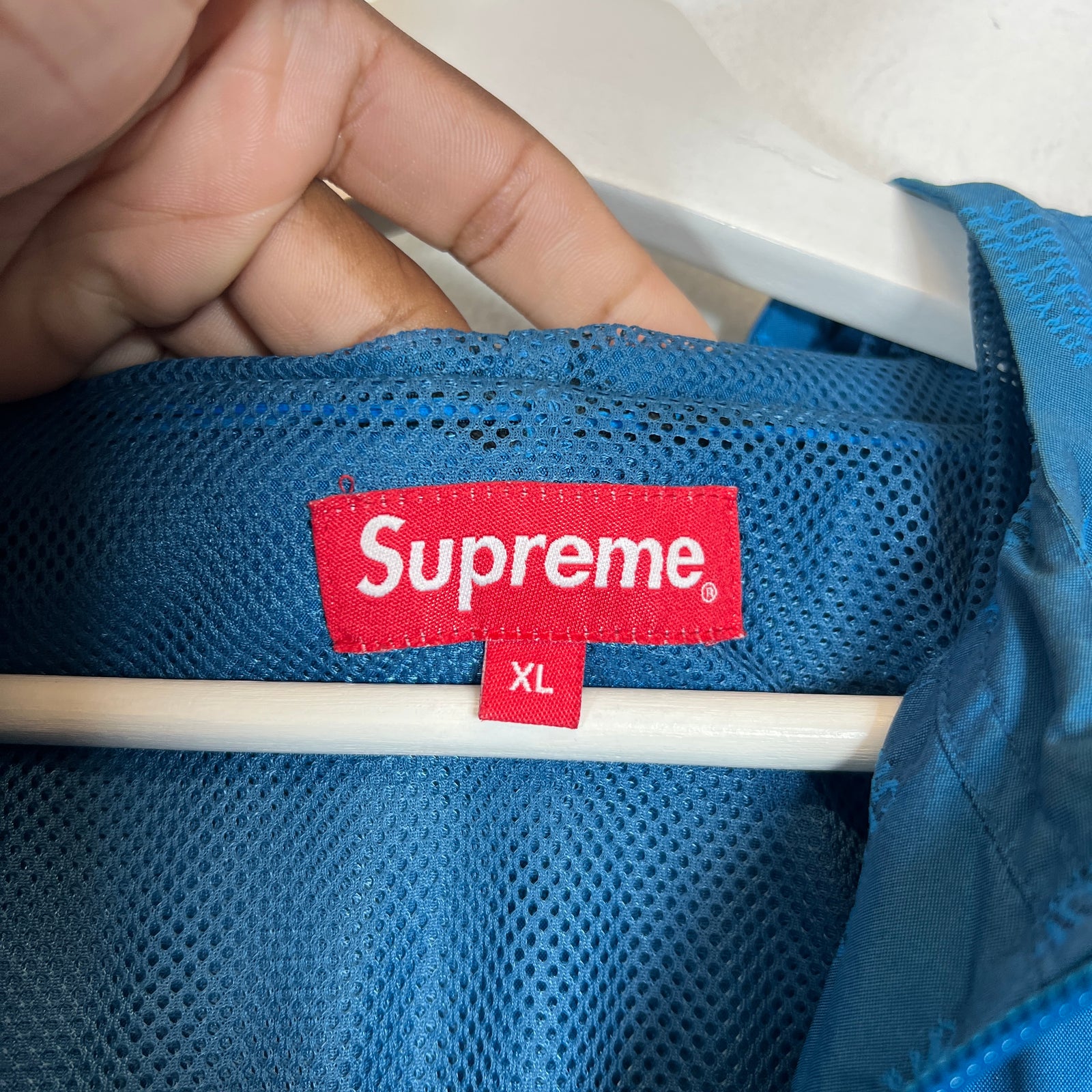 Supreme Blue Jacquard Windbreaker Size XL