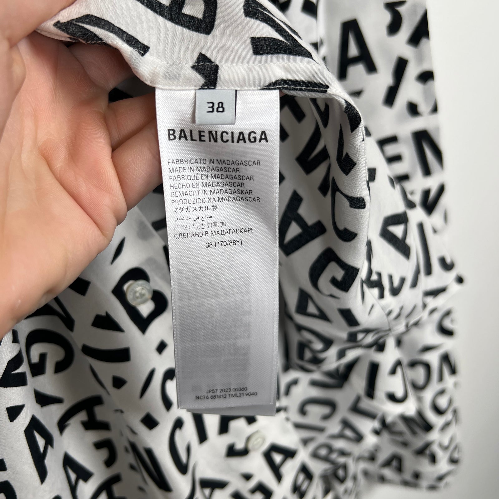 Balenciaga All Over Logo Shirt Size 2XL