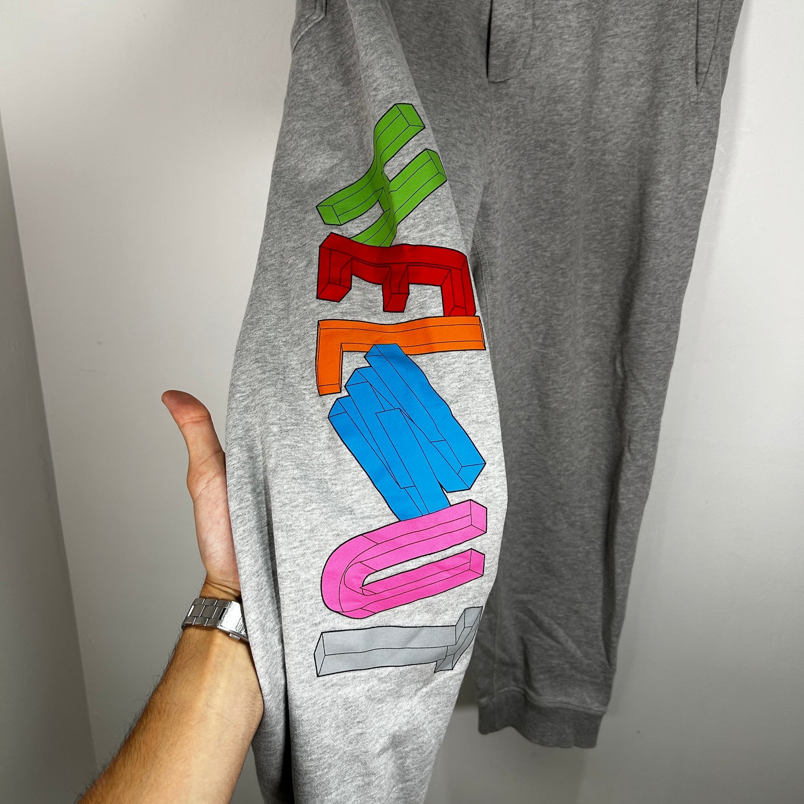 Helmut Lang Grey 3D Logo Sweatpants Size M