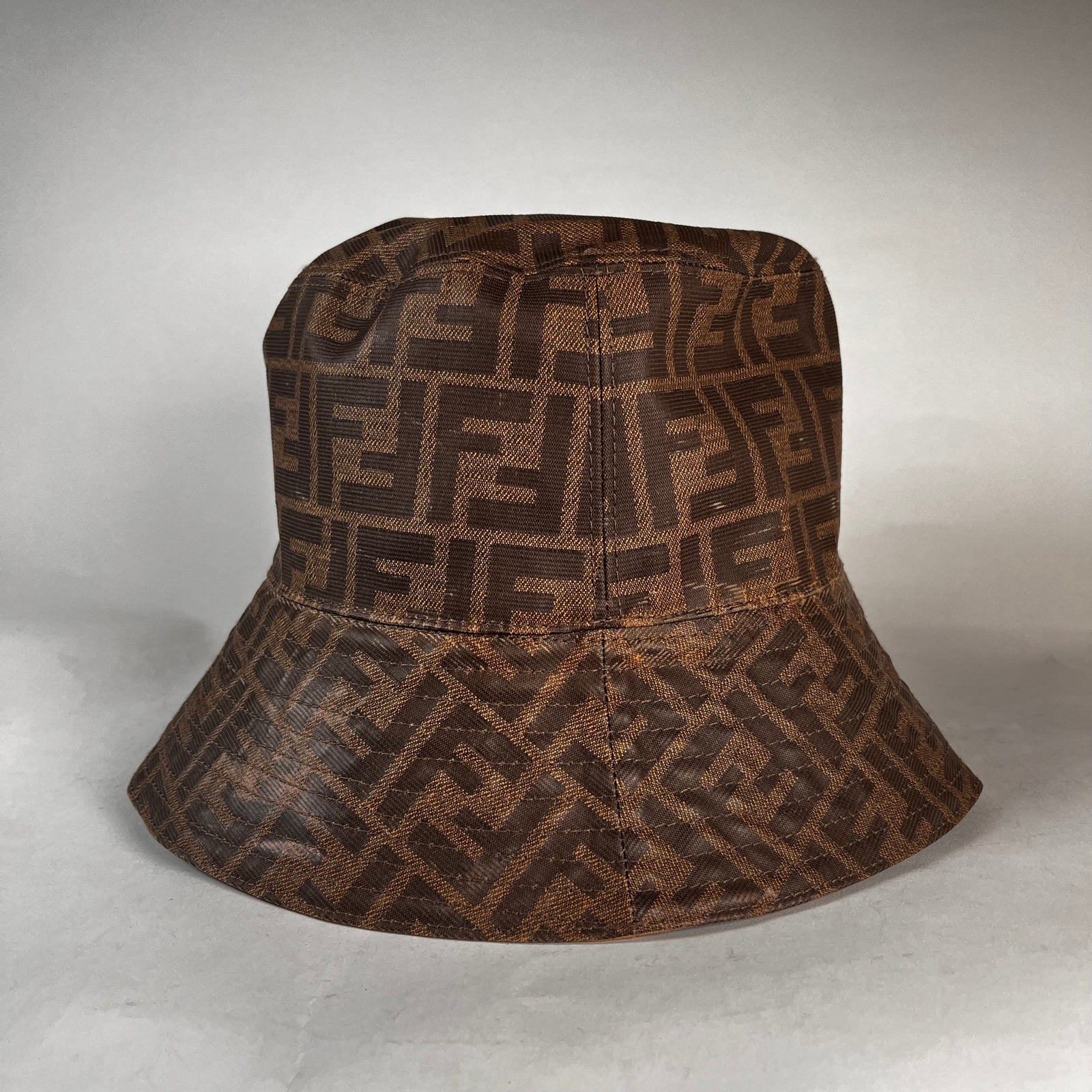 Fendi FF Monogram Waxed Bucket Hat Sz L