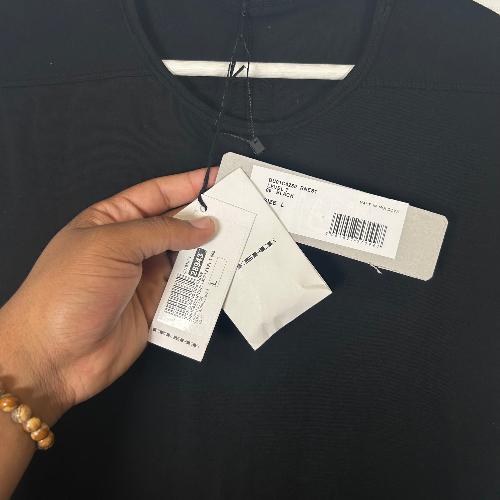 Rick Owens Drkshdw Black Eyelet Tee Size L