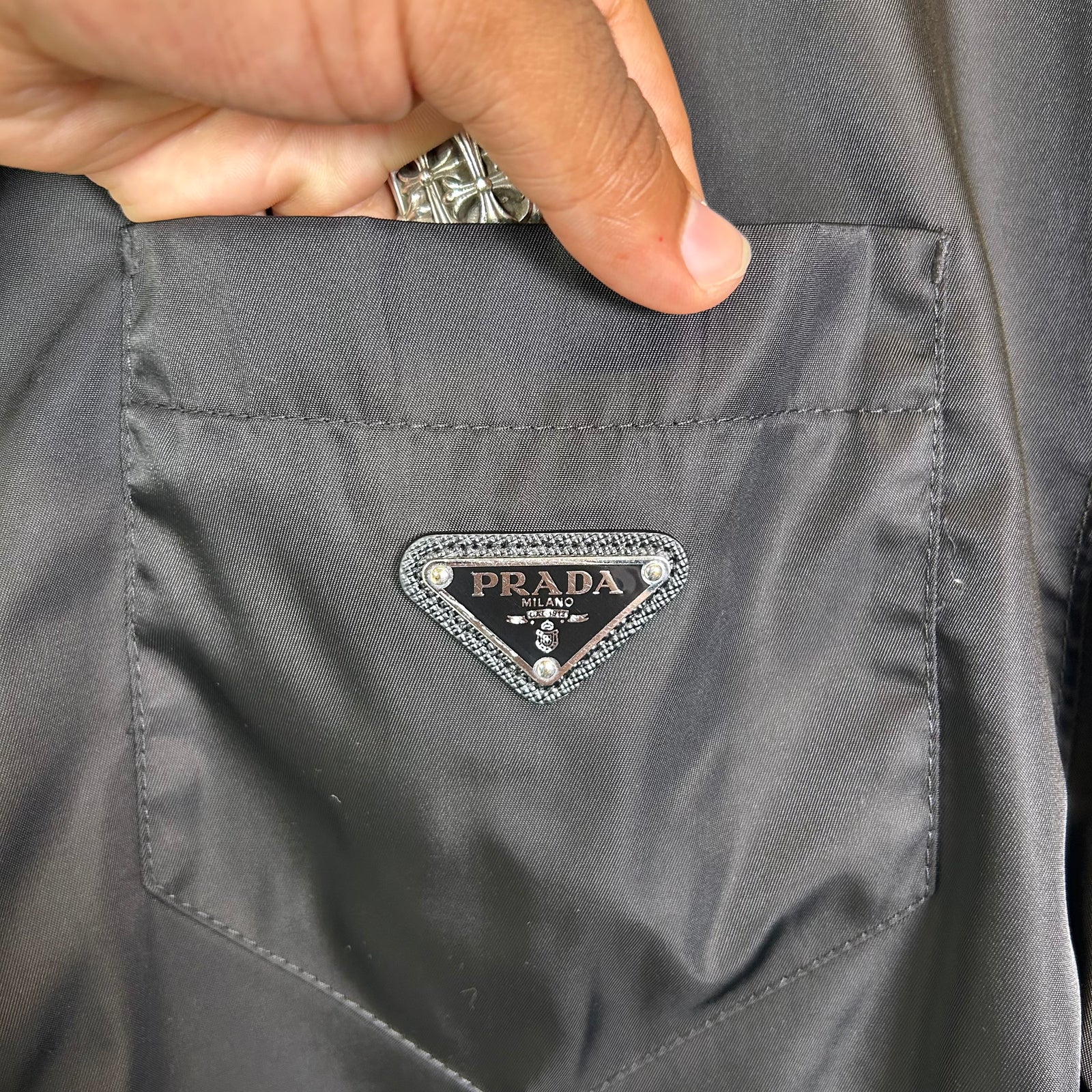 Prada Re-Nylon Logo Button-Up Shirt