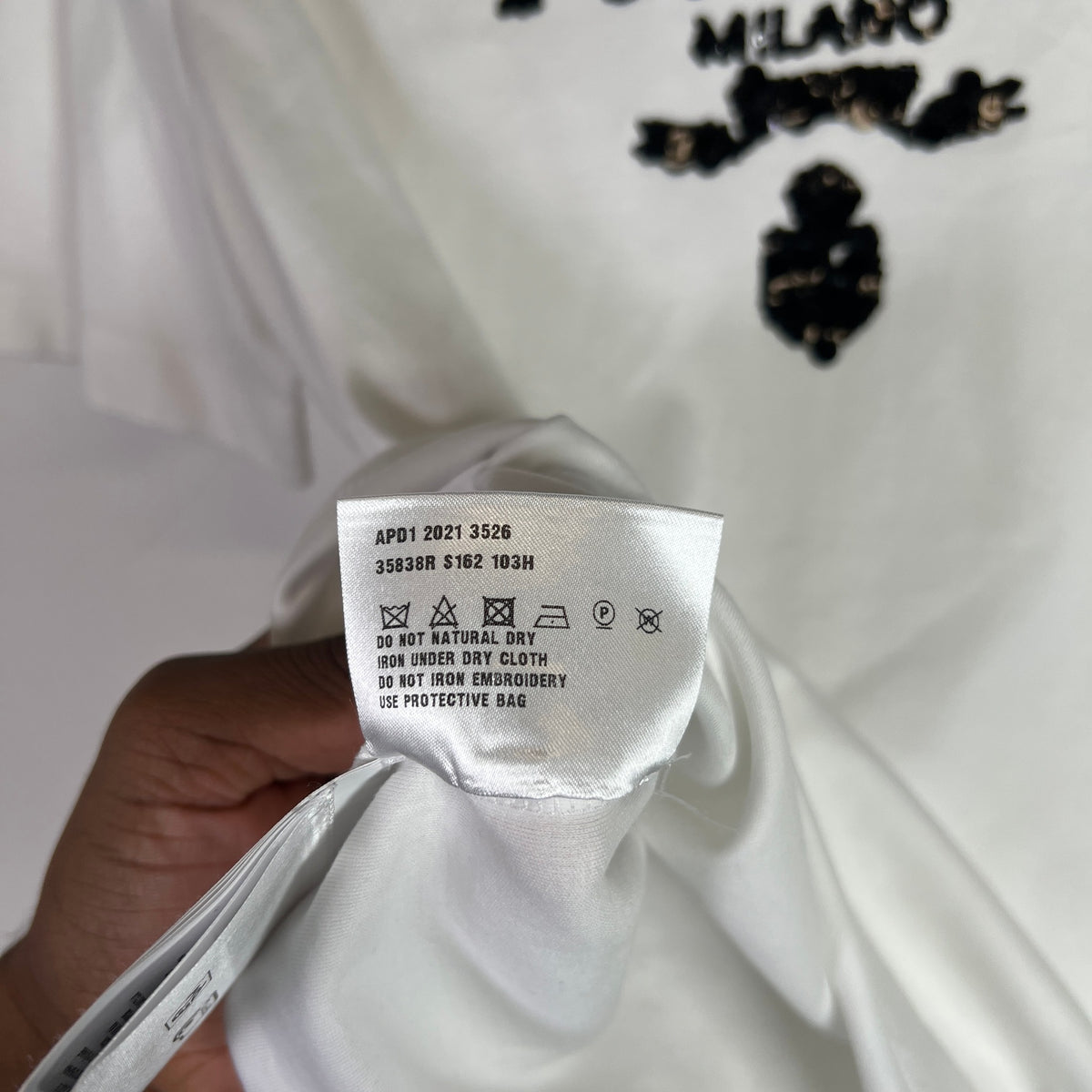 Prada Sequin Embellished Logo T-Shirts