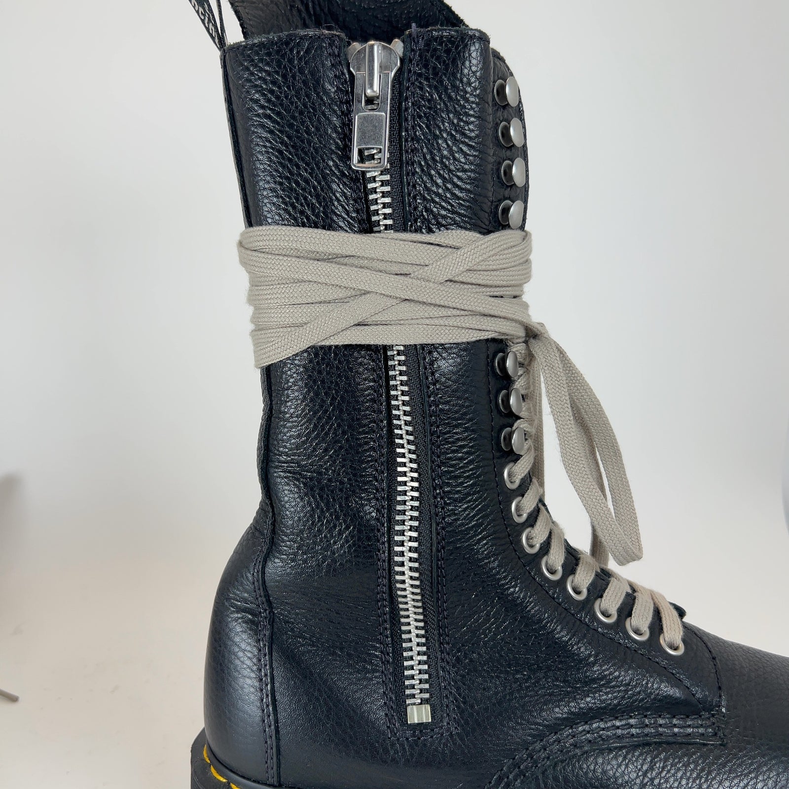 Rick Owens x Doc Martins 1918 DXML Tall Lace Up Leather Boots