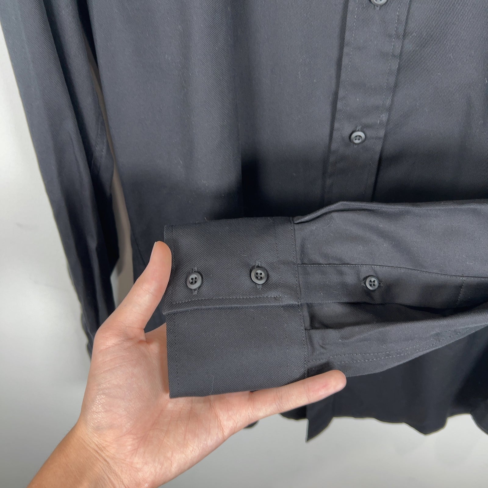 Brunello Cucinelli Spread Collar Slim Fit Black Cotton Shirt