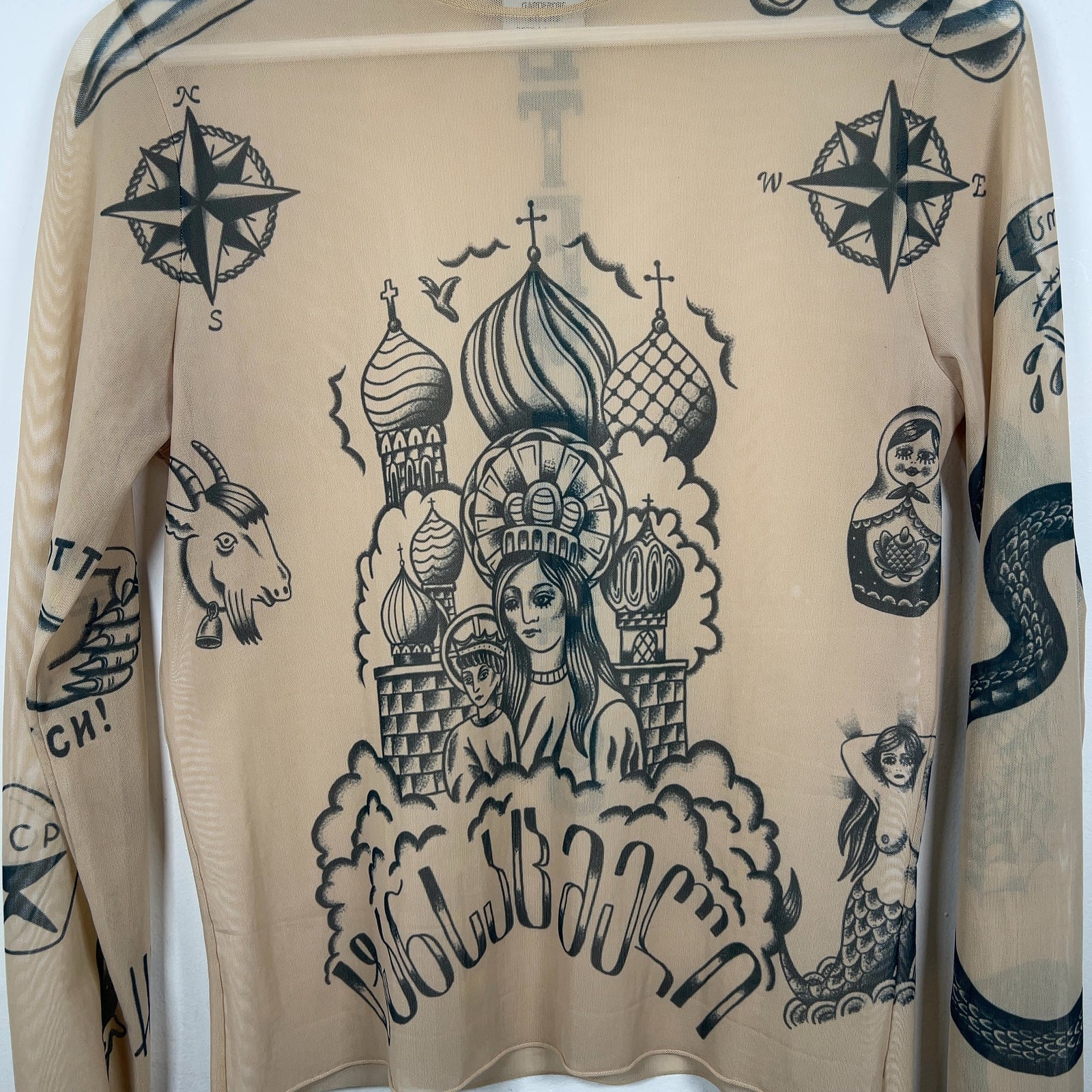 Vetements 'Tattoo' Mesh Long-Sleeve Turtleneck Longsleeve