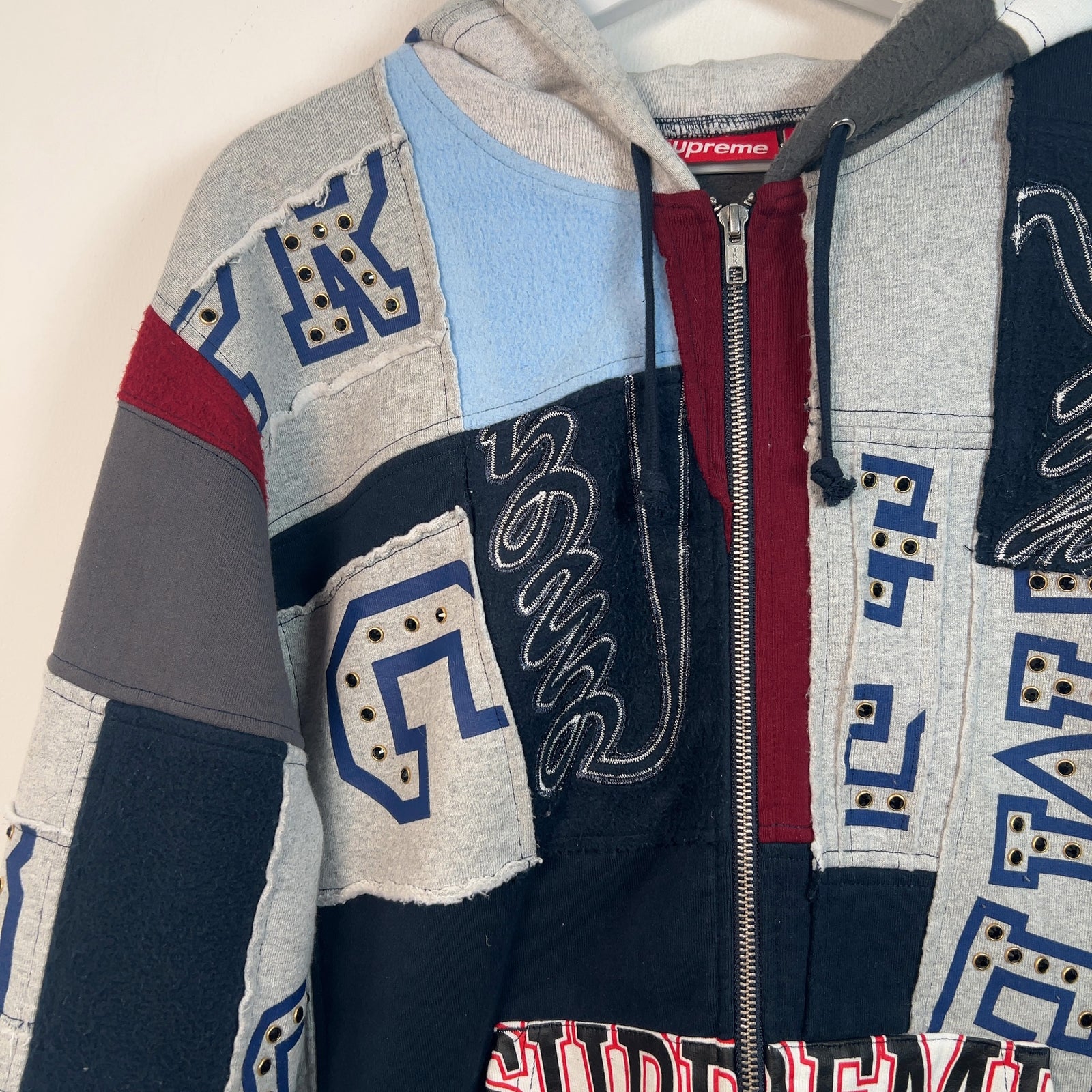 Supreme Patchwork Zip Up Hoodie Size M