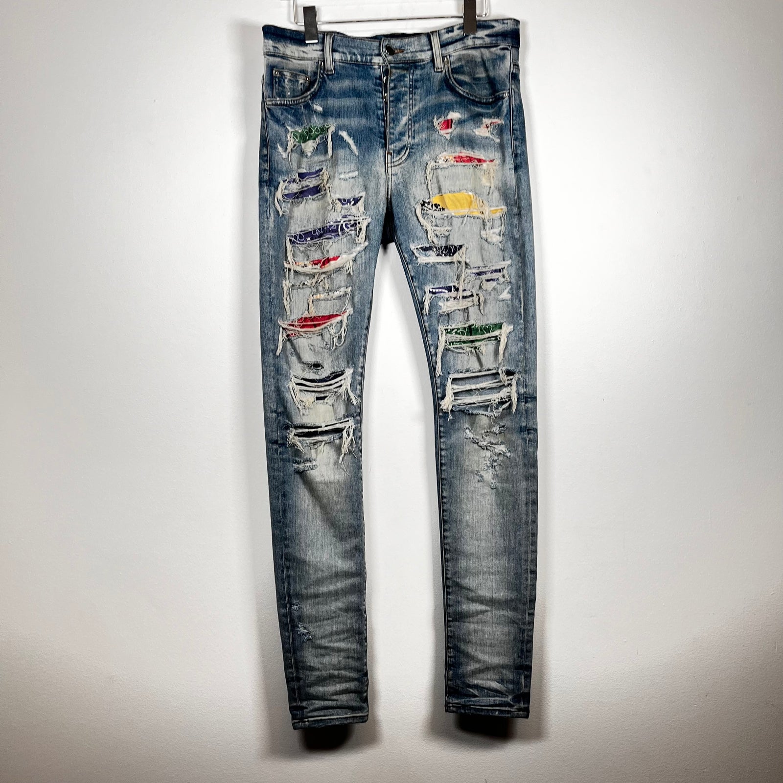 Amiri Mx1 Rainbow Bandana Denim Jeans Size 33