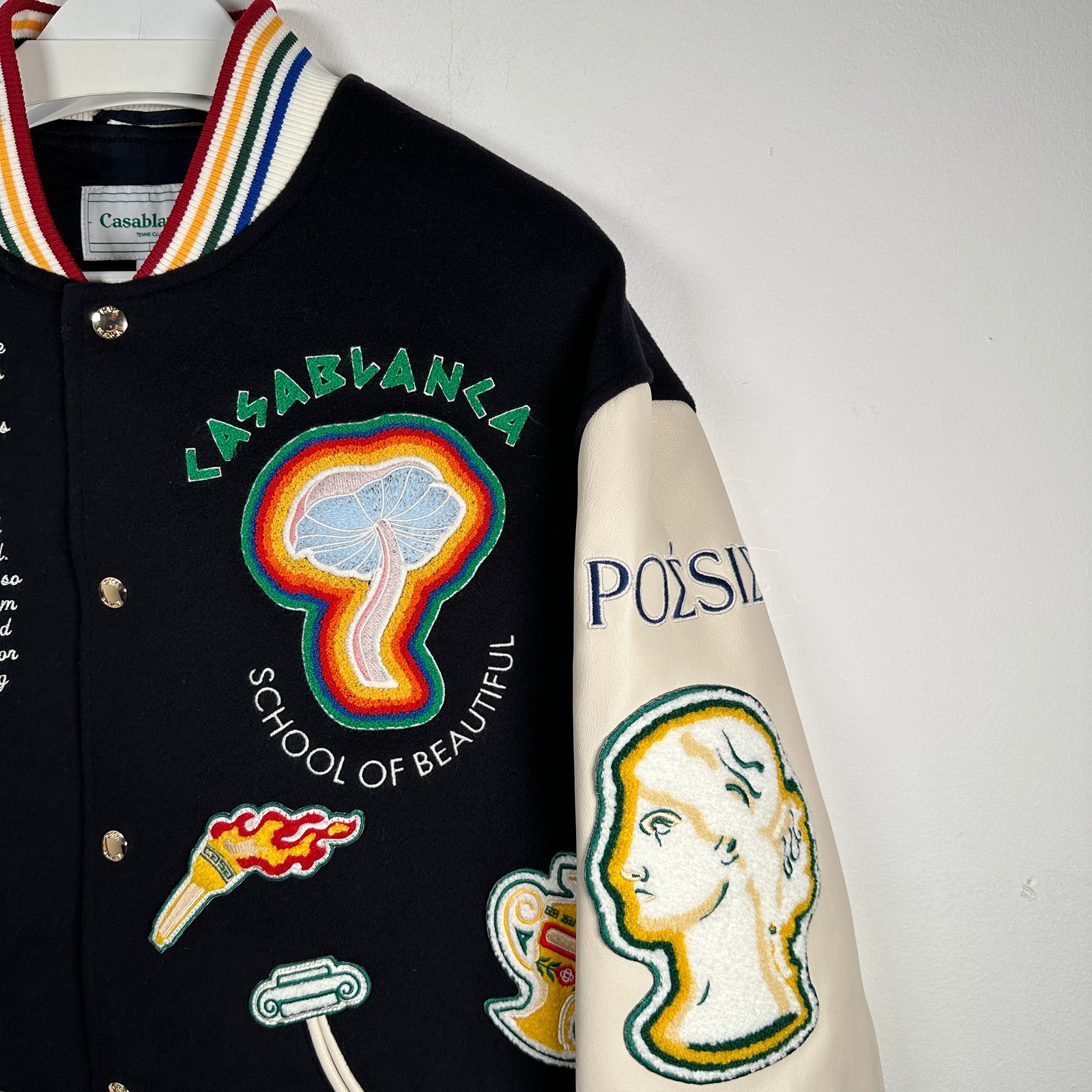 Casablanca 2024 Black 'Chenille' Embroidered Patch Varsity Jacket Size XL