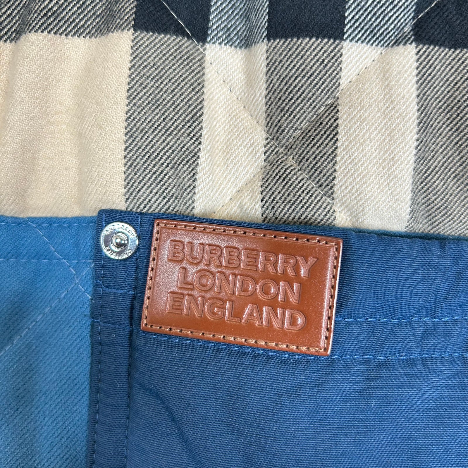 Burberry Blue Henham Patchwork Multi Plaid Jacket Size M