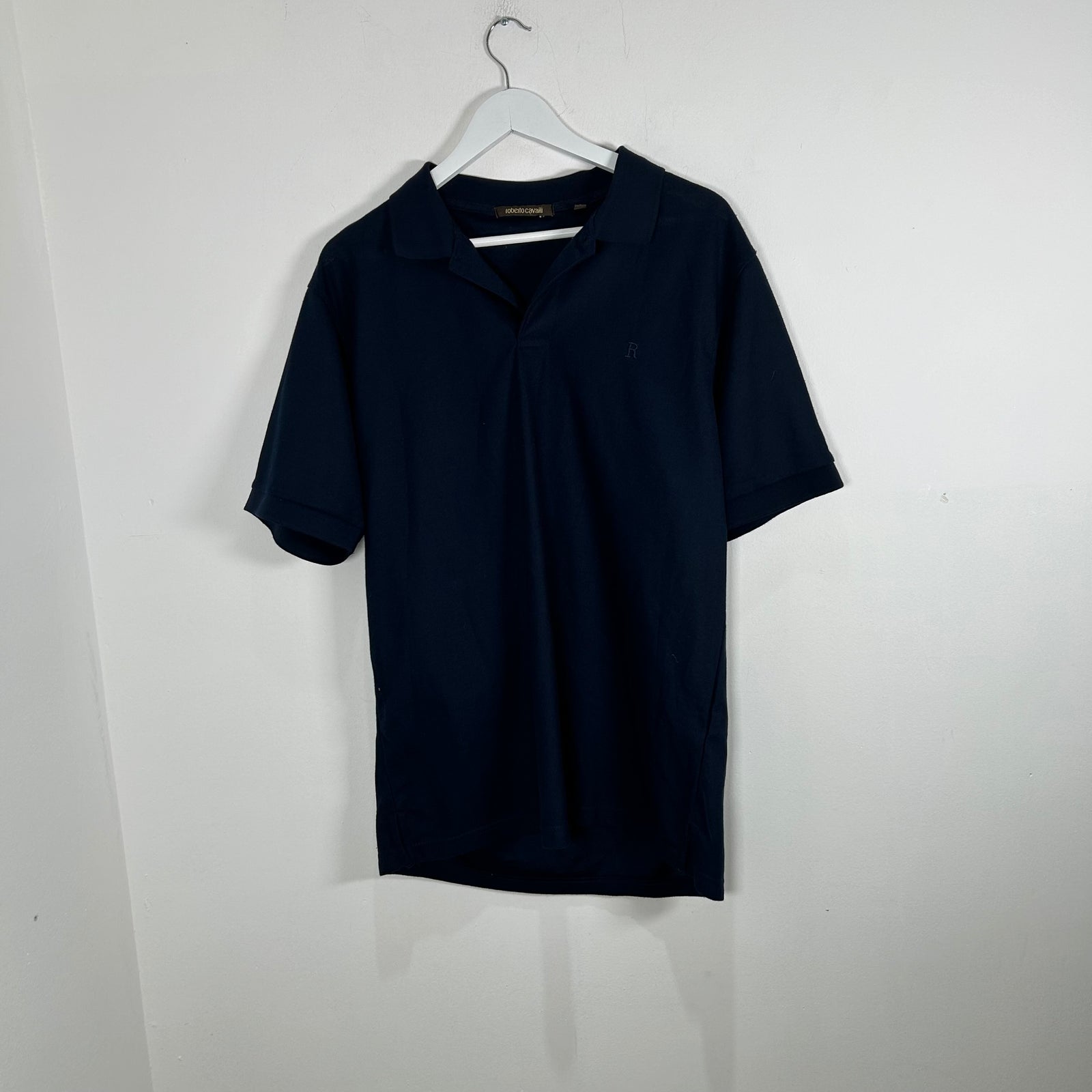 Robert Cavalli Navy 'R' Polo Shirt Size S
