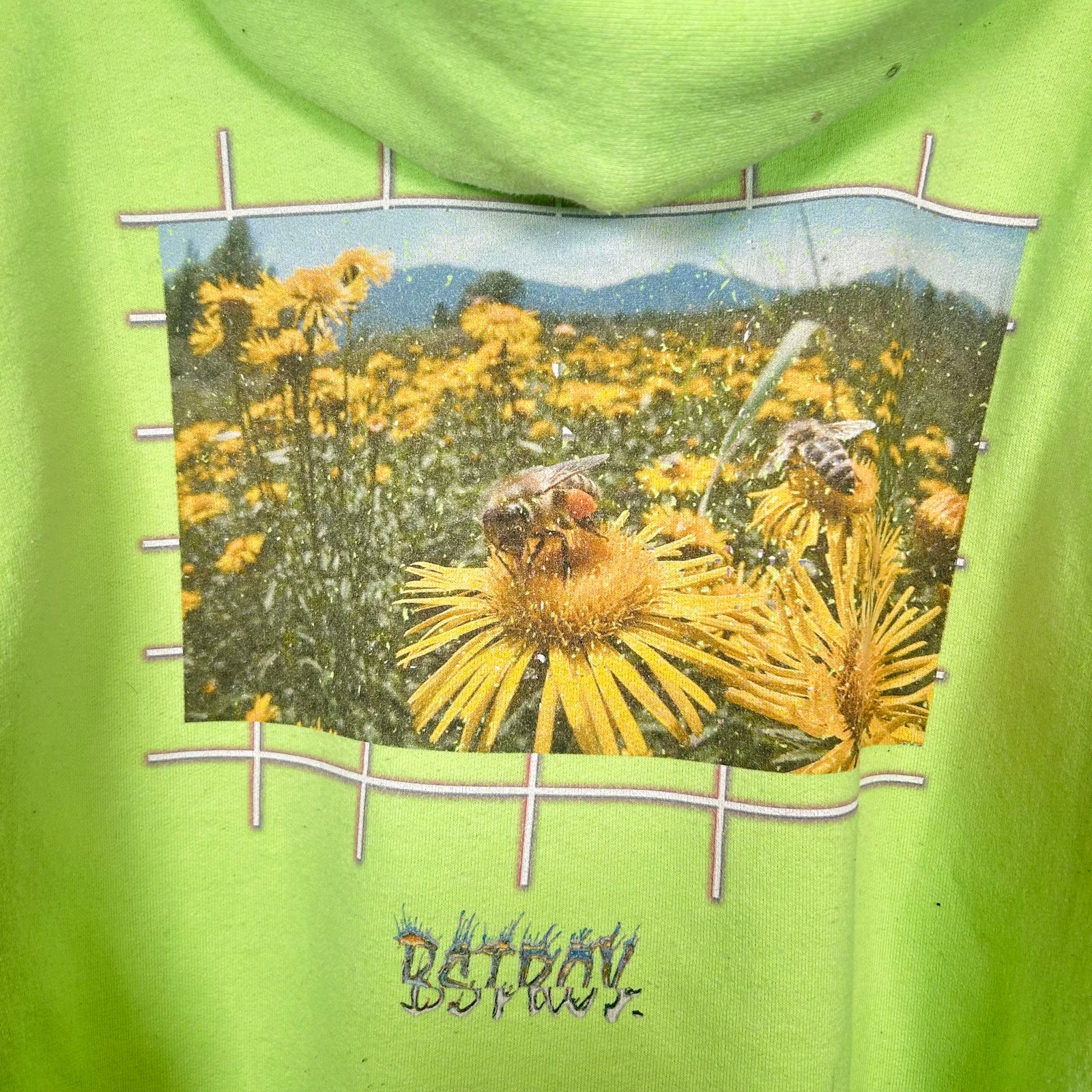 Bstroy Lime Green Bumble Bee Hoodie Size L