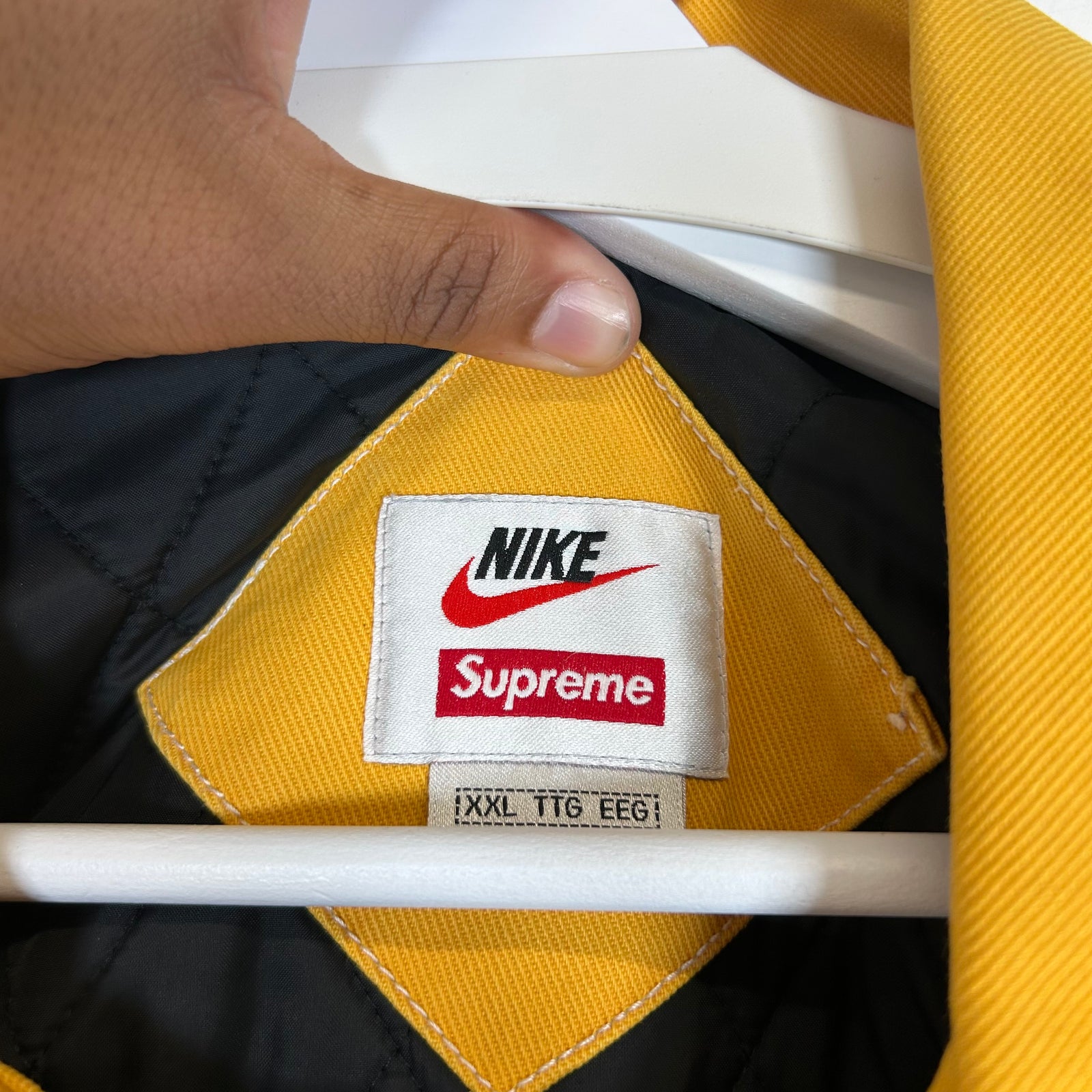Supreme x Nike Yellow Double Zip Quilted Work Jacket Size XXL