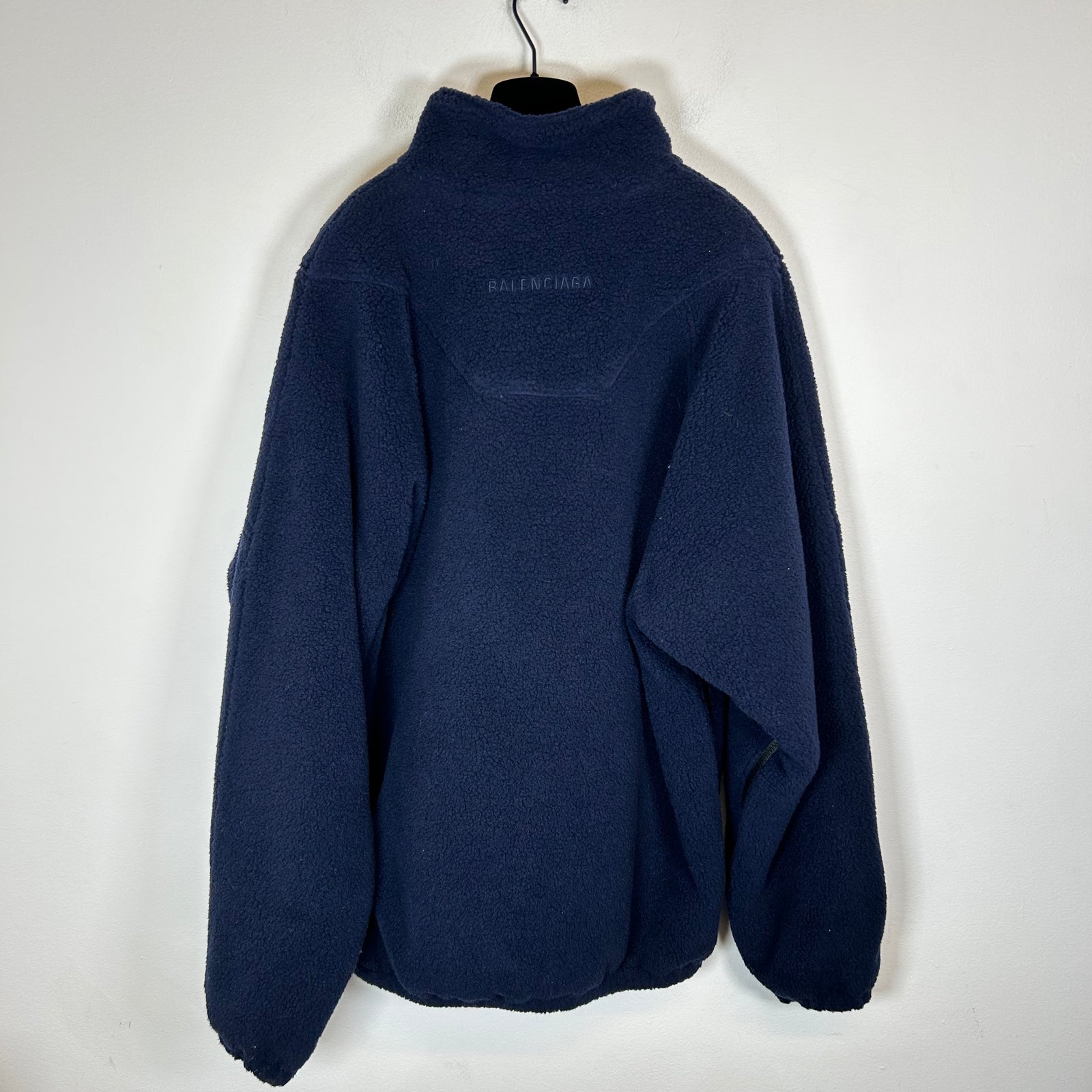 Balenciaga Navy Sherpa Half Zip Jacket Size 50
