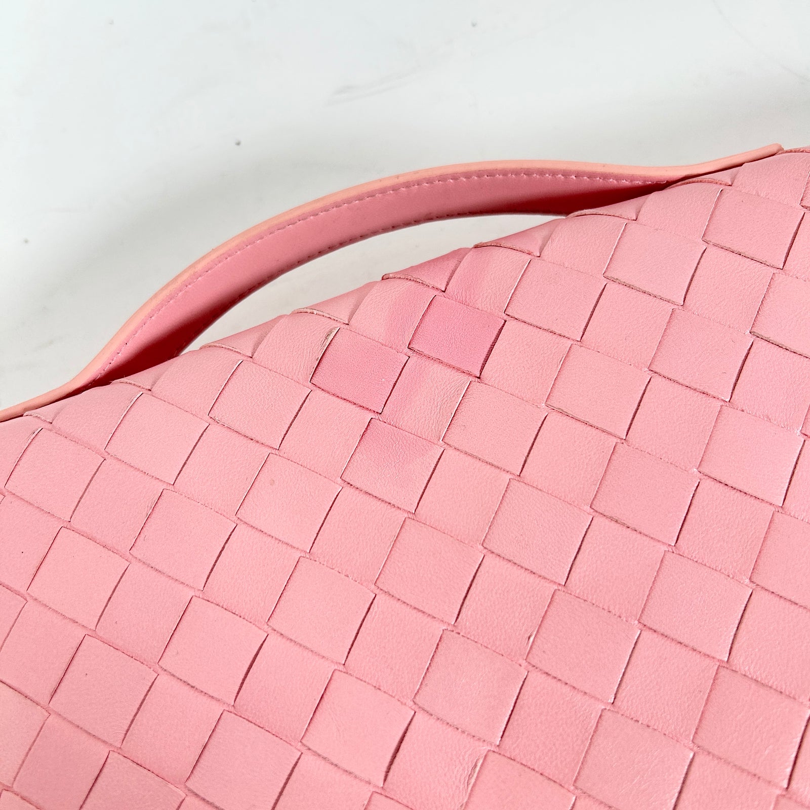 Bottega Veneta Pink Andiamo Intrecciato Leather Clutch