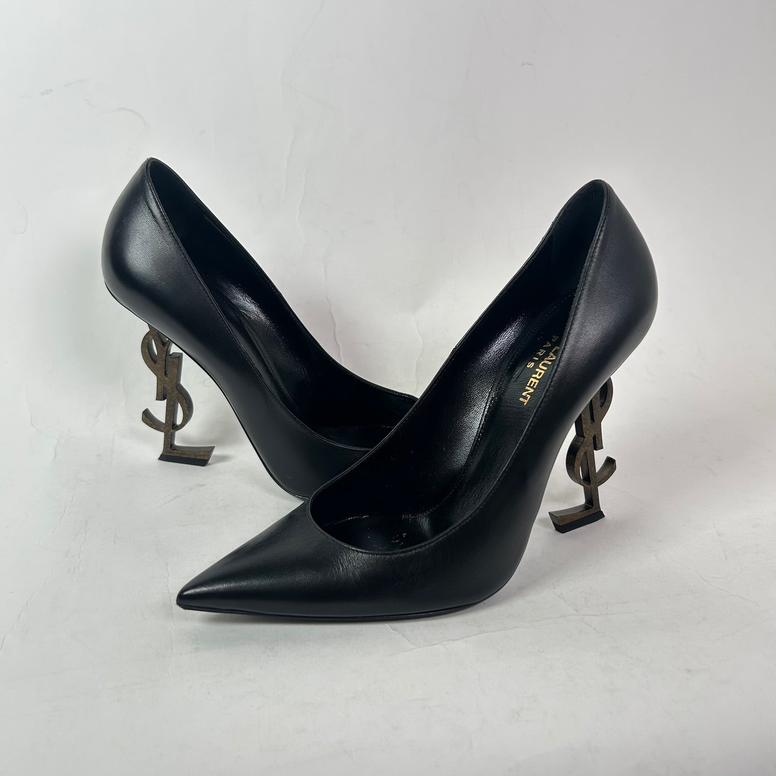 Saint Laurent Black Leather Opyum 110 Pumps Size 39.5