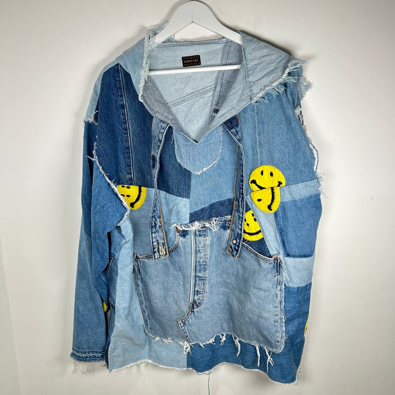 Kapital Baja Denim Patchwork Poncho Hoodie Size OS