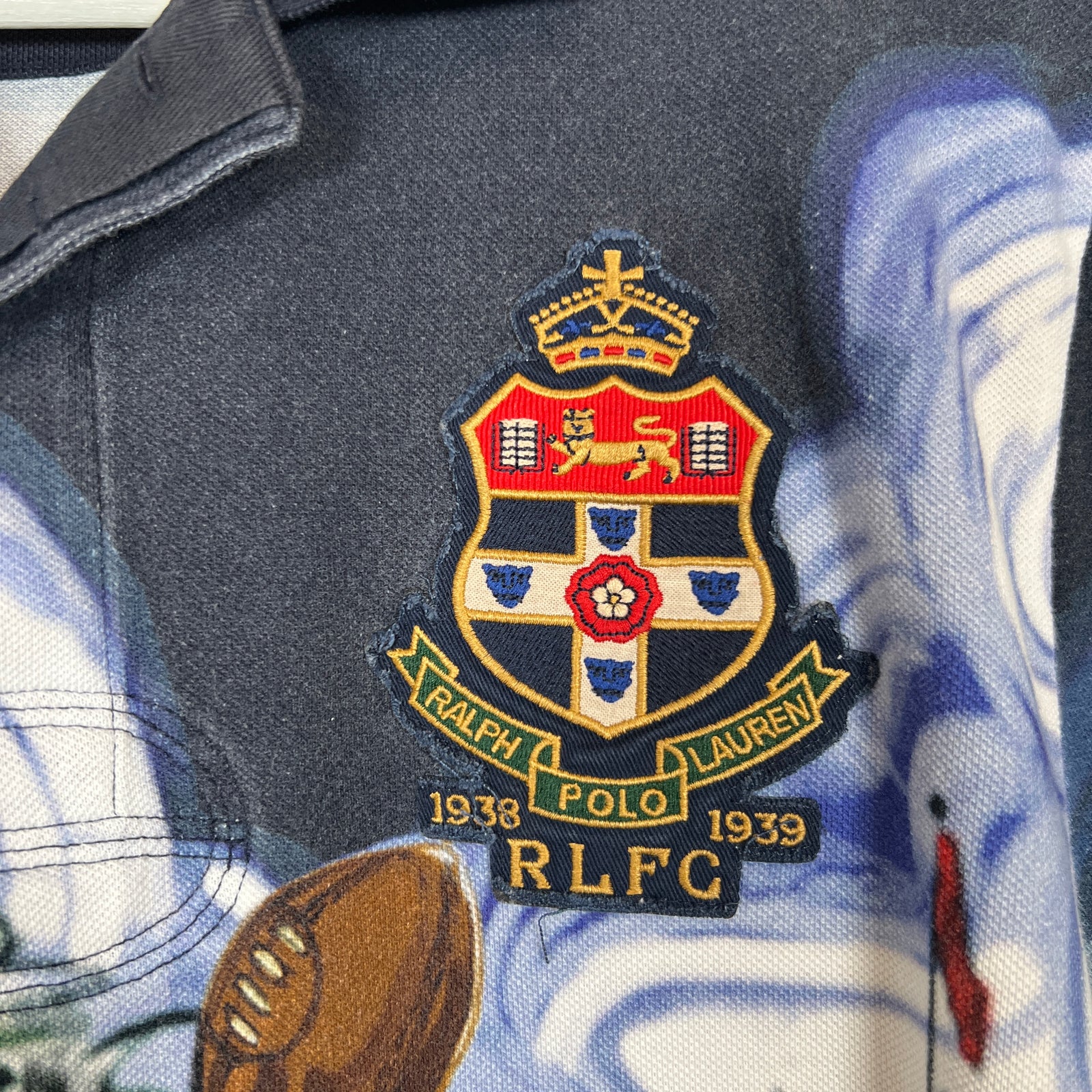 Polo Ralph Lauren Bear Rugby AOP Polo Shirt Size L