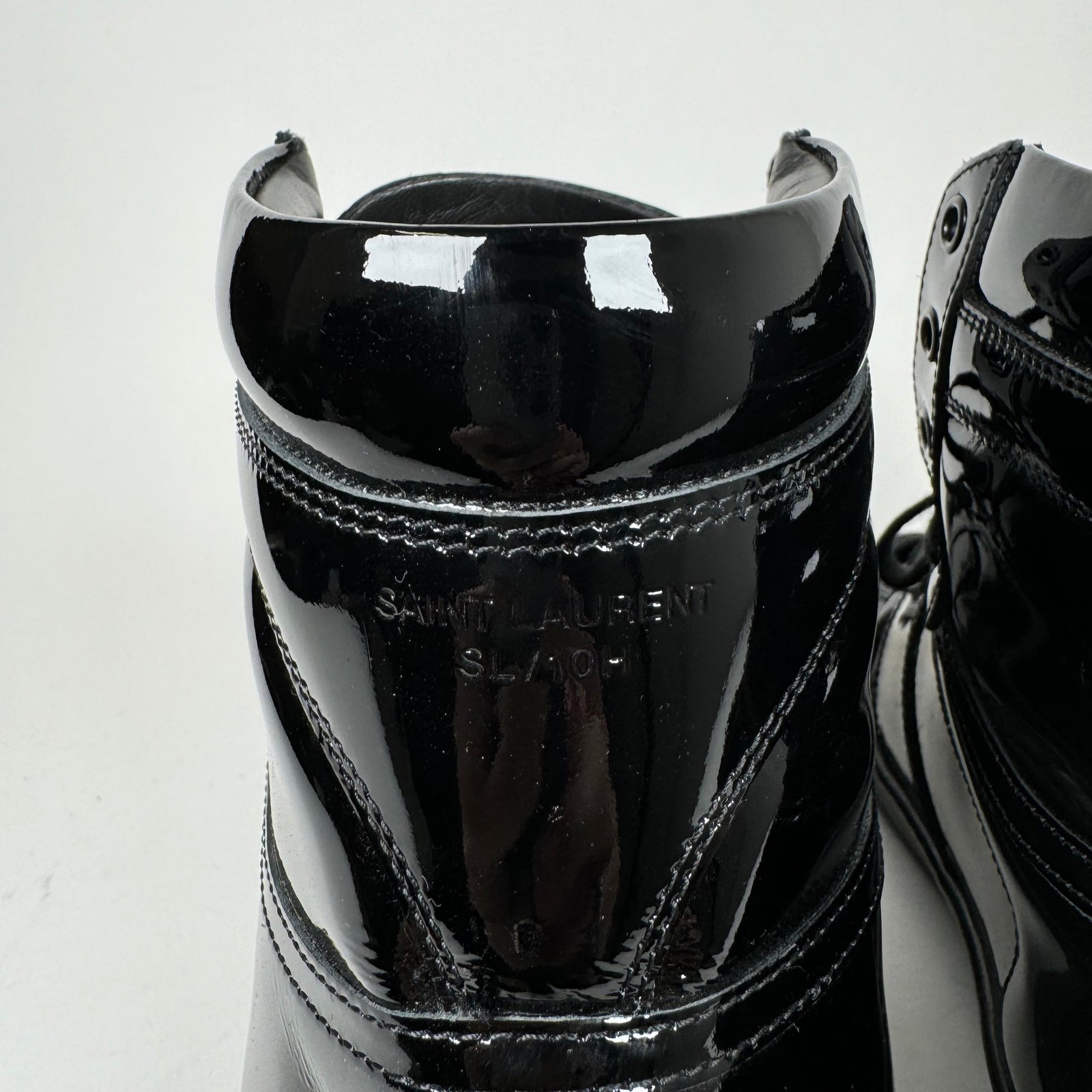 Saint Laurent Black Patent Leather SL/10H Sneakers Size 45
