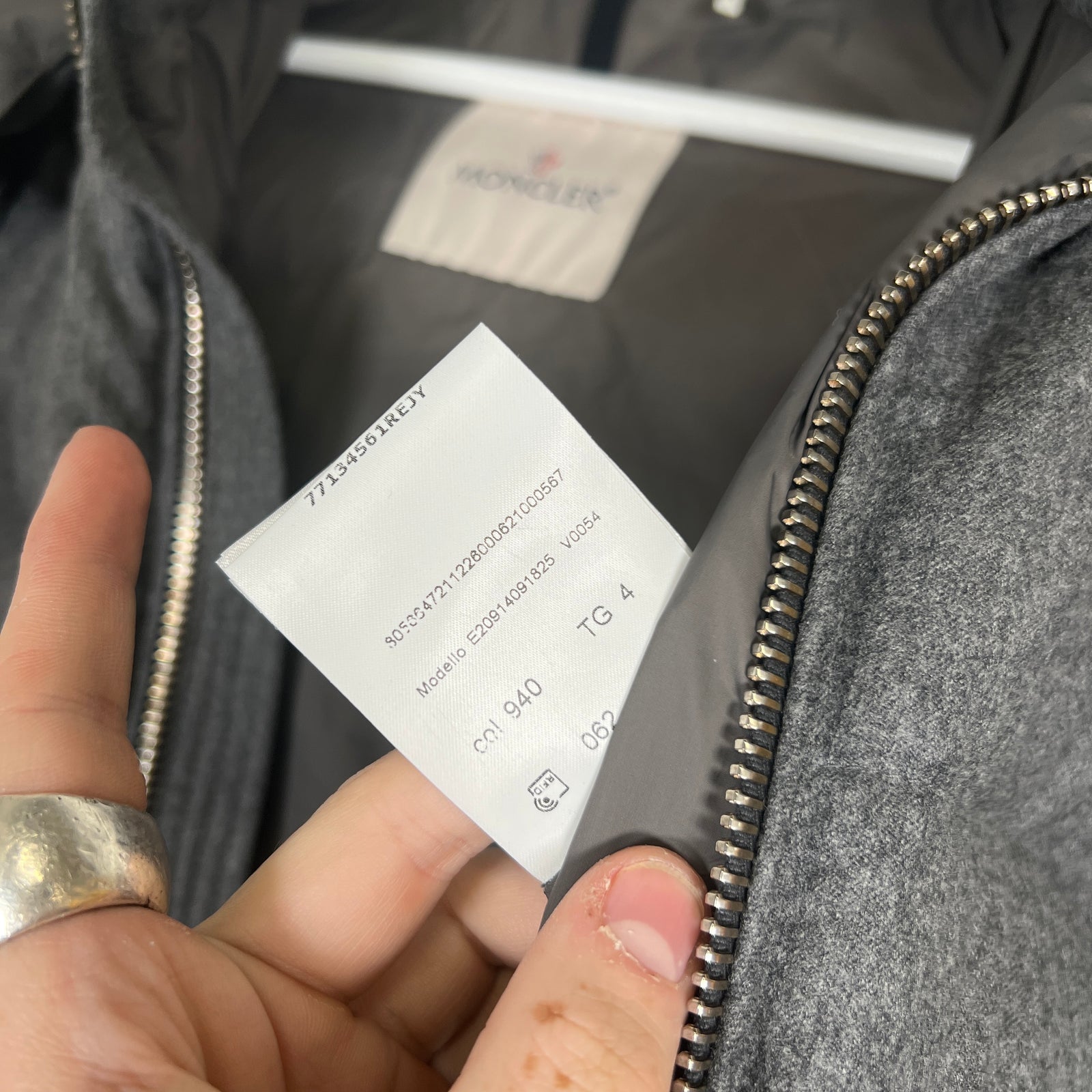 Moncler Grey Puffer Jacket Size 4