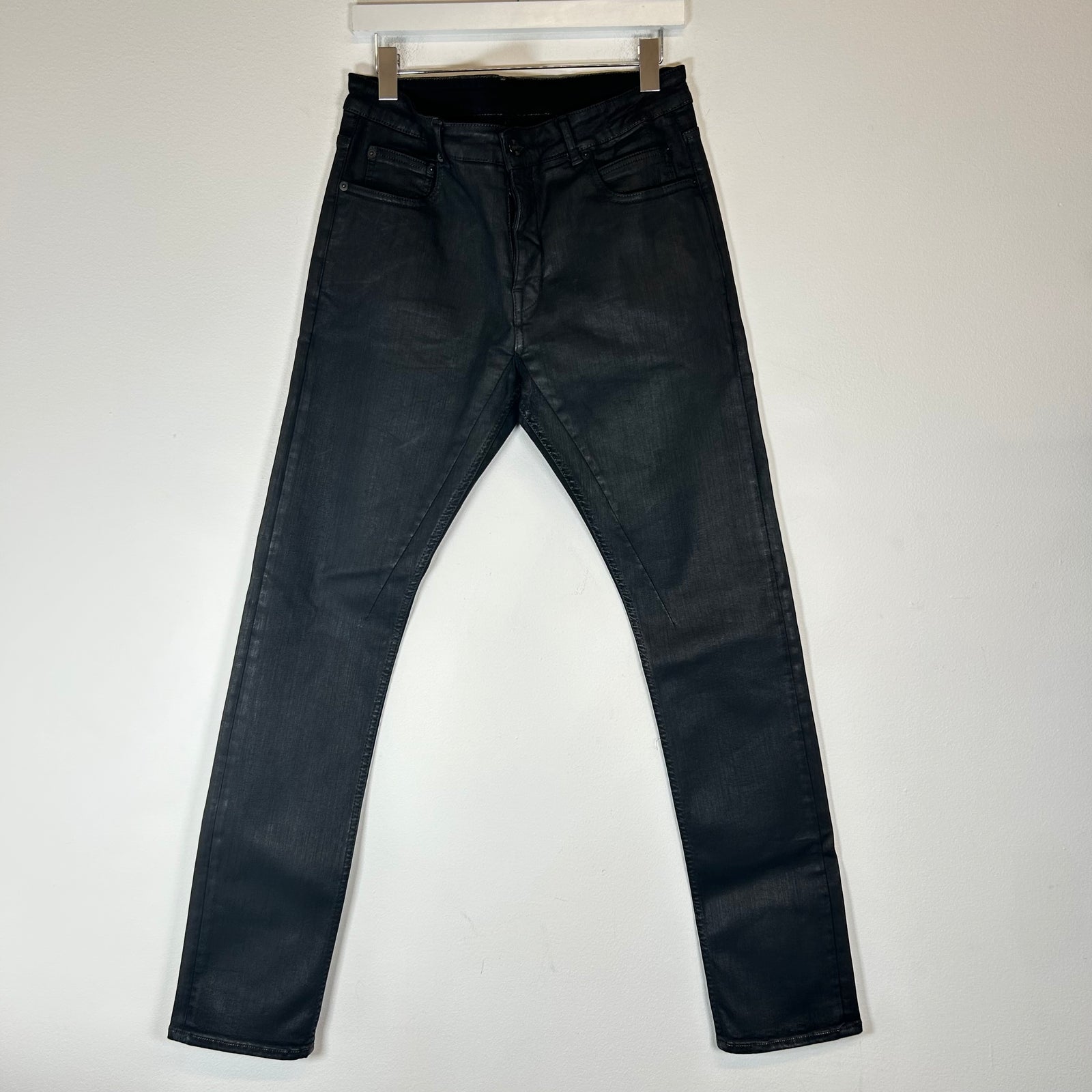 Rick Owens Drkshdw Black Waxed Detroit Cut Jeans Size 32