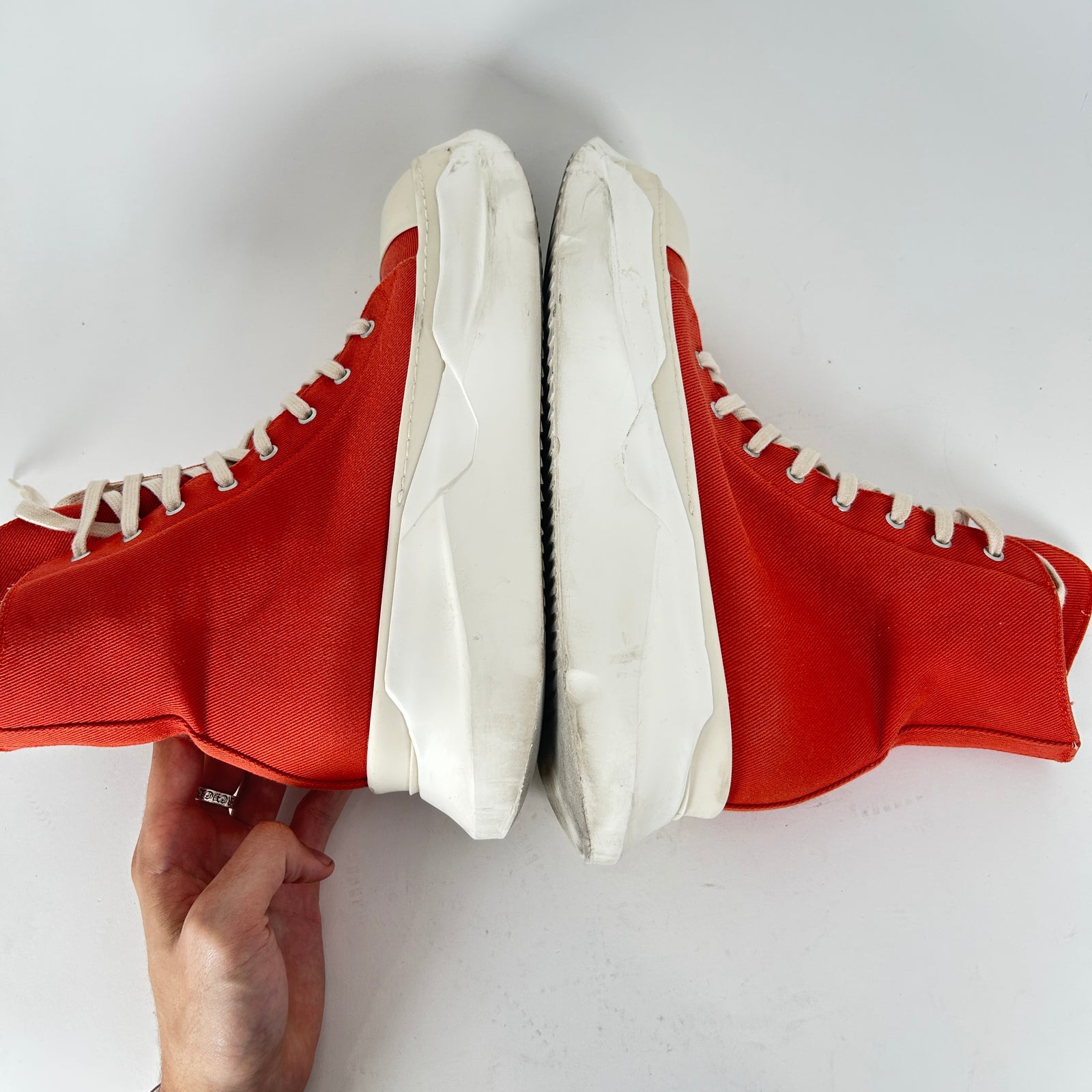 Rick Owens Orange Abstract High-Top Sneaker Size 45