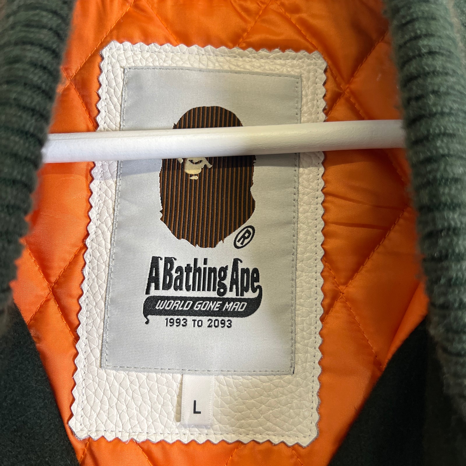Bape Green Switch Shoulder Stadium Varsity Jacket Size L