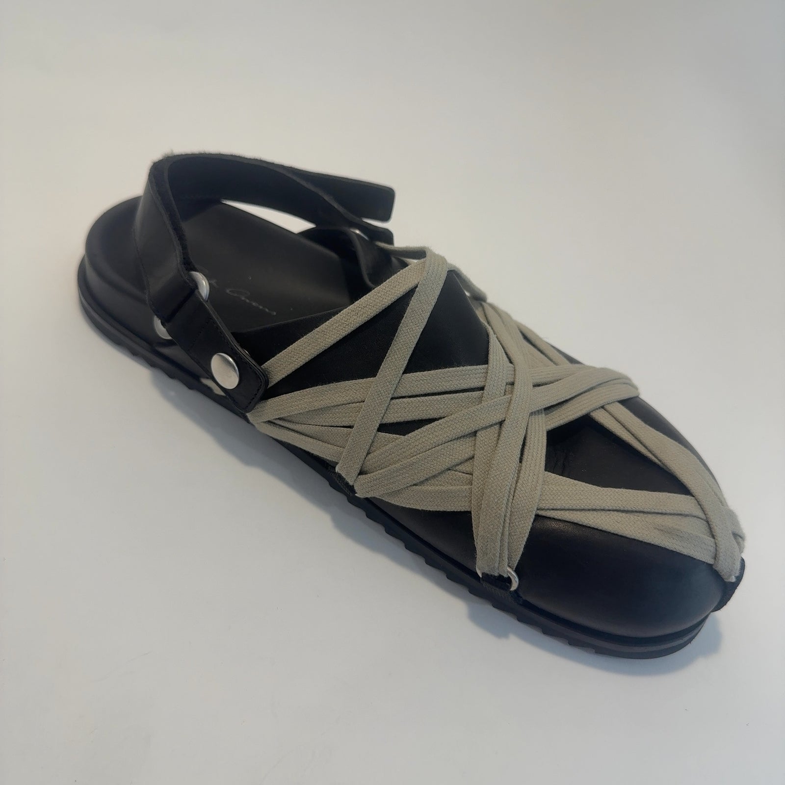 Rick Owens Mega-Lace Sabot Leather Sandals