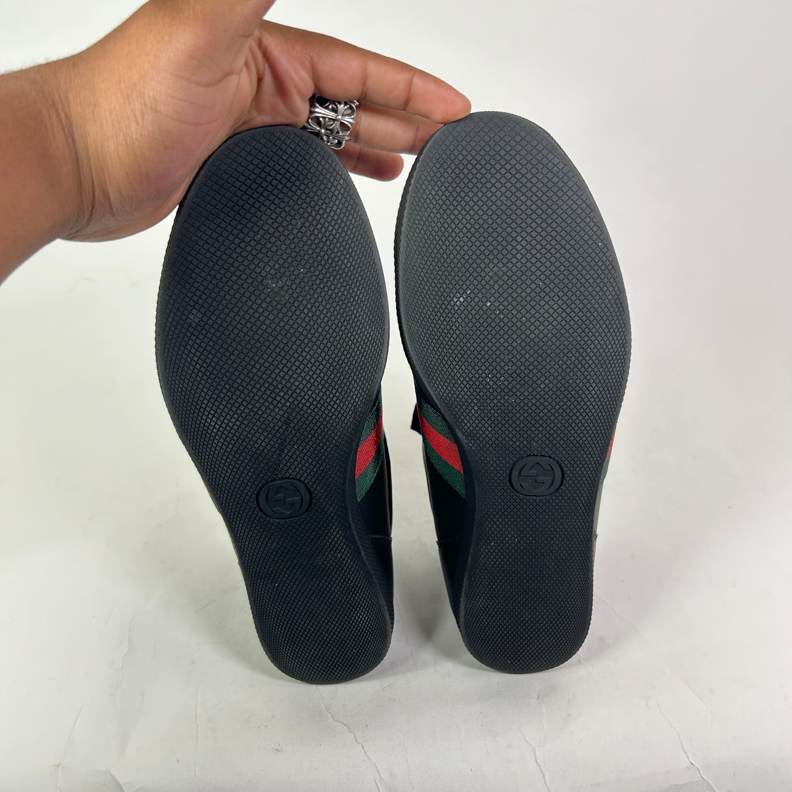 Gucci Black Web Leather High-Top Sneaker