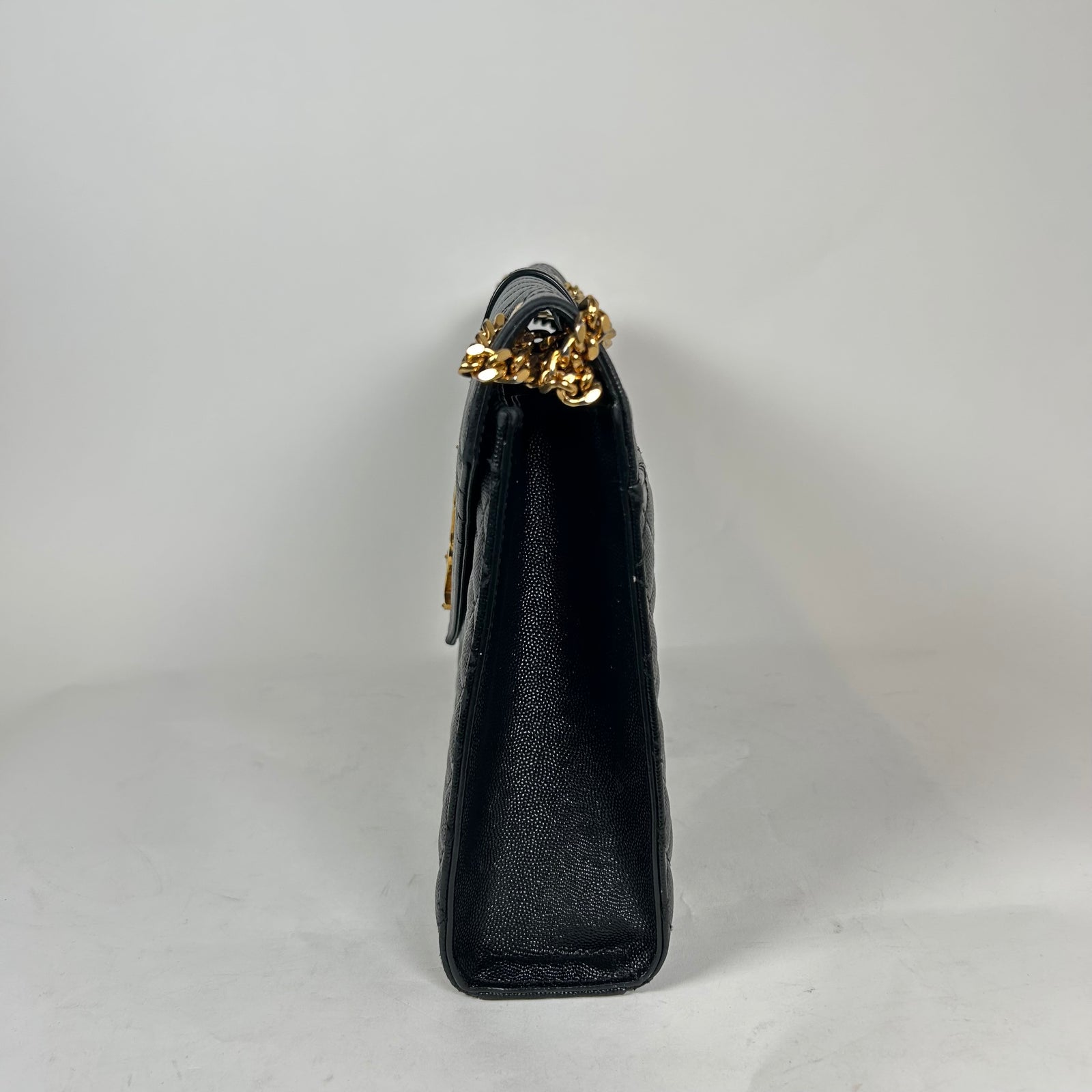 Saint Laurent Black Quilted Grain De Poudre Medium Envelope Bag